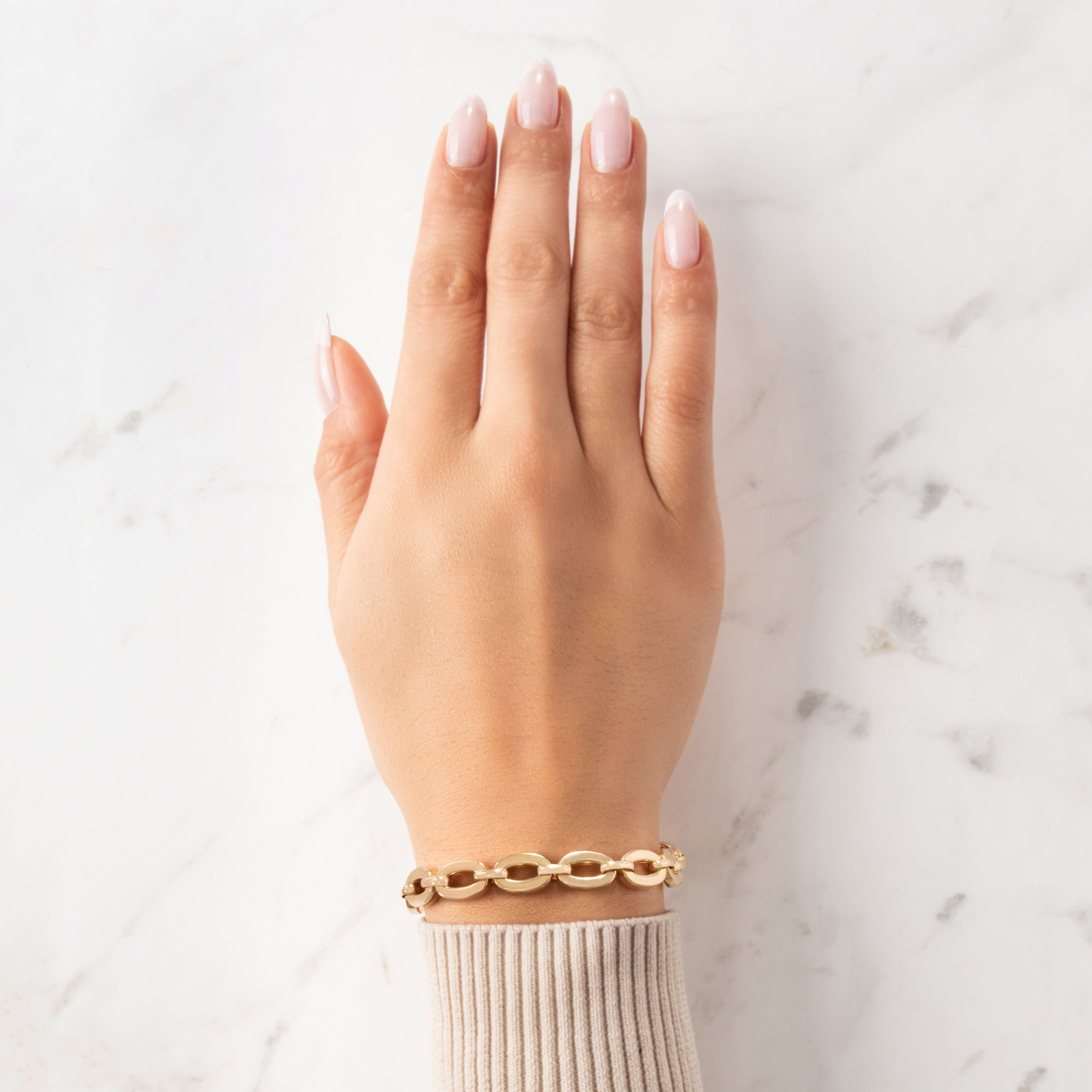 Vintage Italian 14k Yellow Gold Chunky Cable Chain Bracelet - On model view