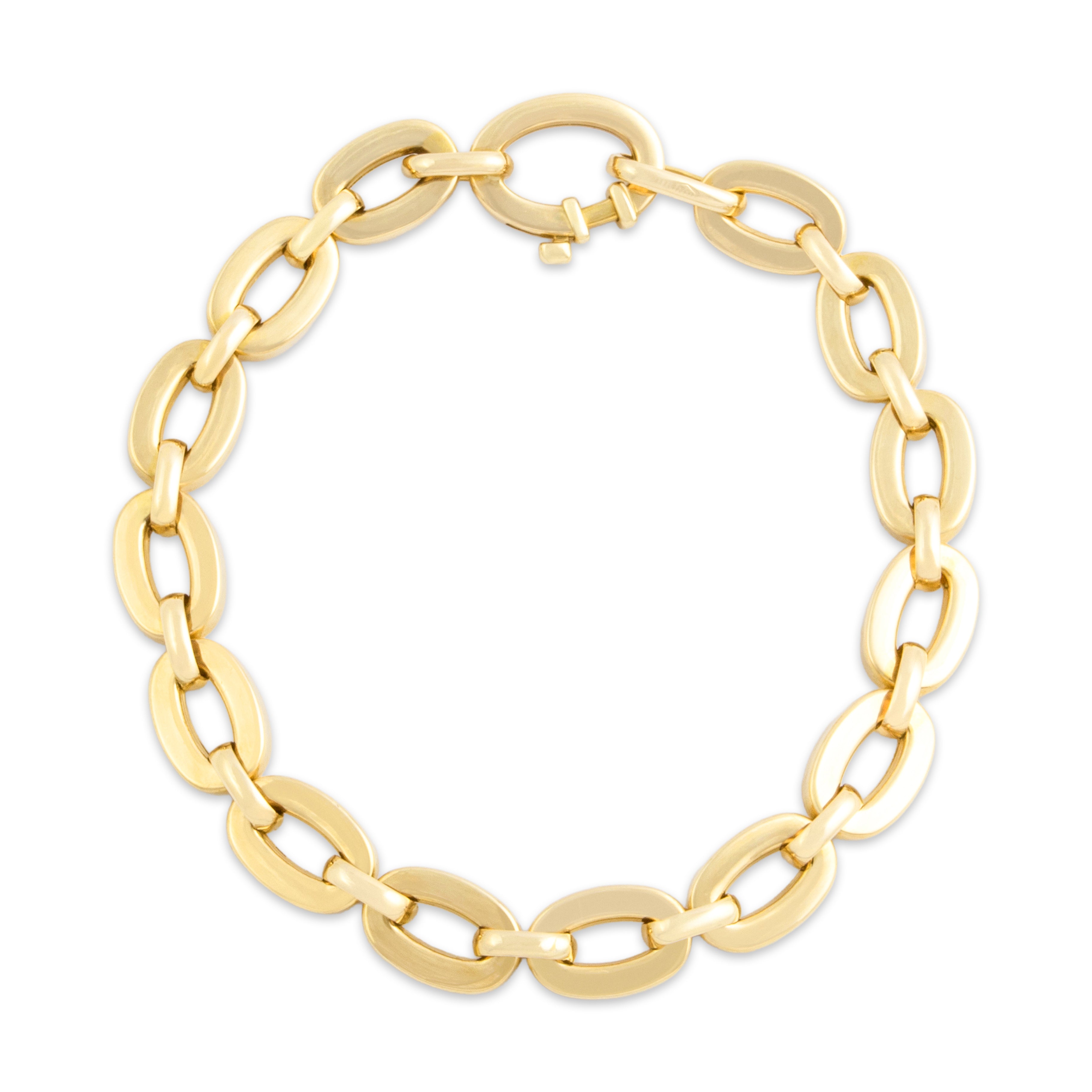Vintage Italian 14k Yellow Gold Chunky Cable Chain Bracelet 7.5