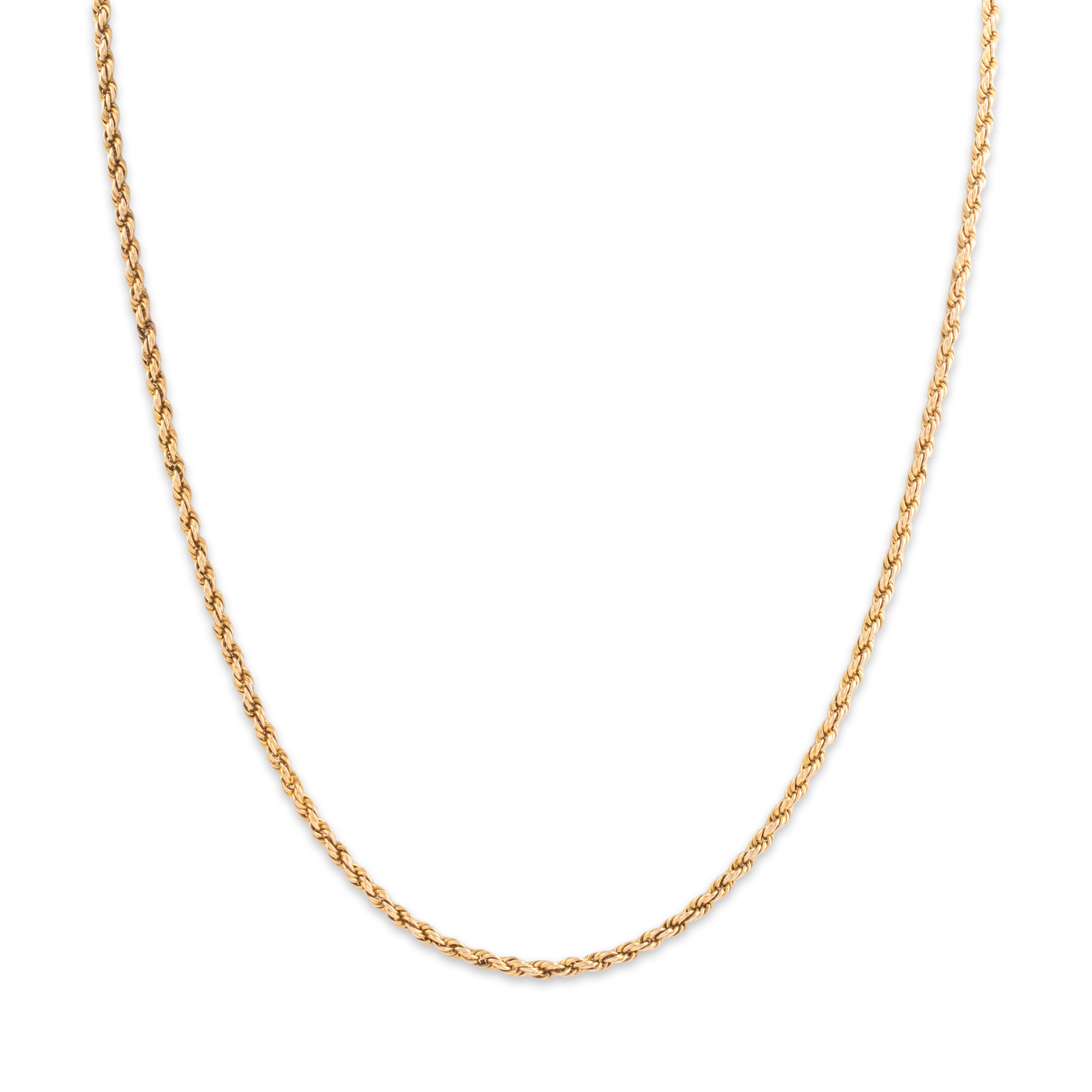 Antique 14k Yellow Gold 2.2mm Swiveling Dog Clip Rope Collar Chain - Close-up view