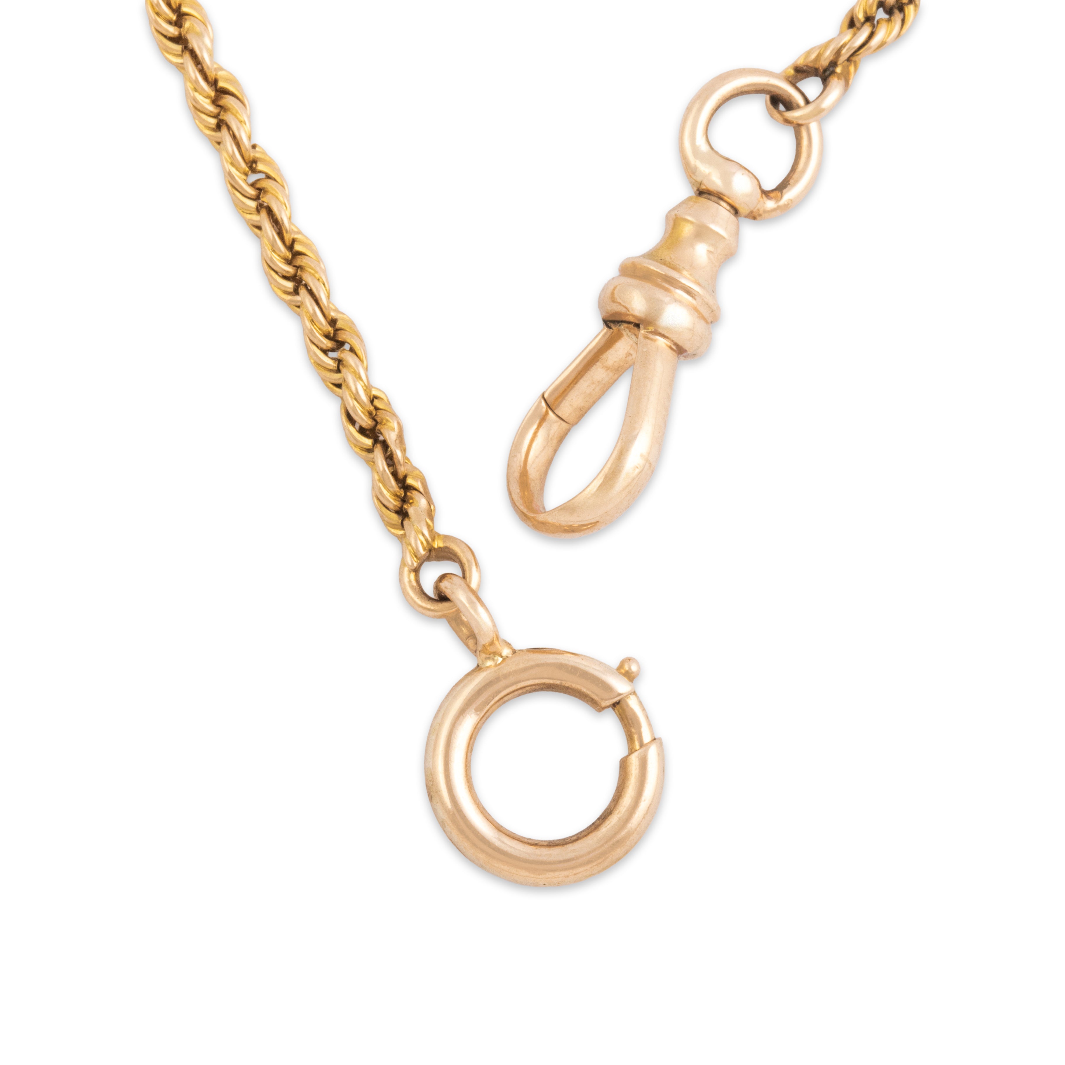 Antique 14k Yellow Gold 2.2mm Swiveling Dog Clip Rope Collar Chain - clasp view
