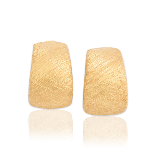 Vintage Italian 14k Yellow Gold Rustic Textured Omega-Back Earrings