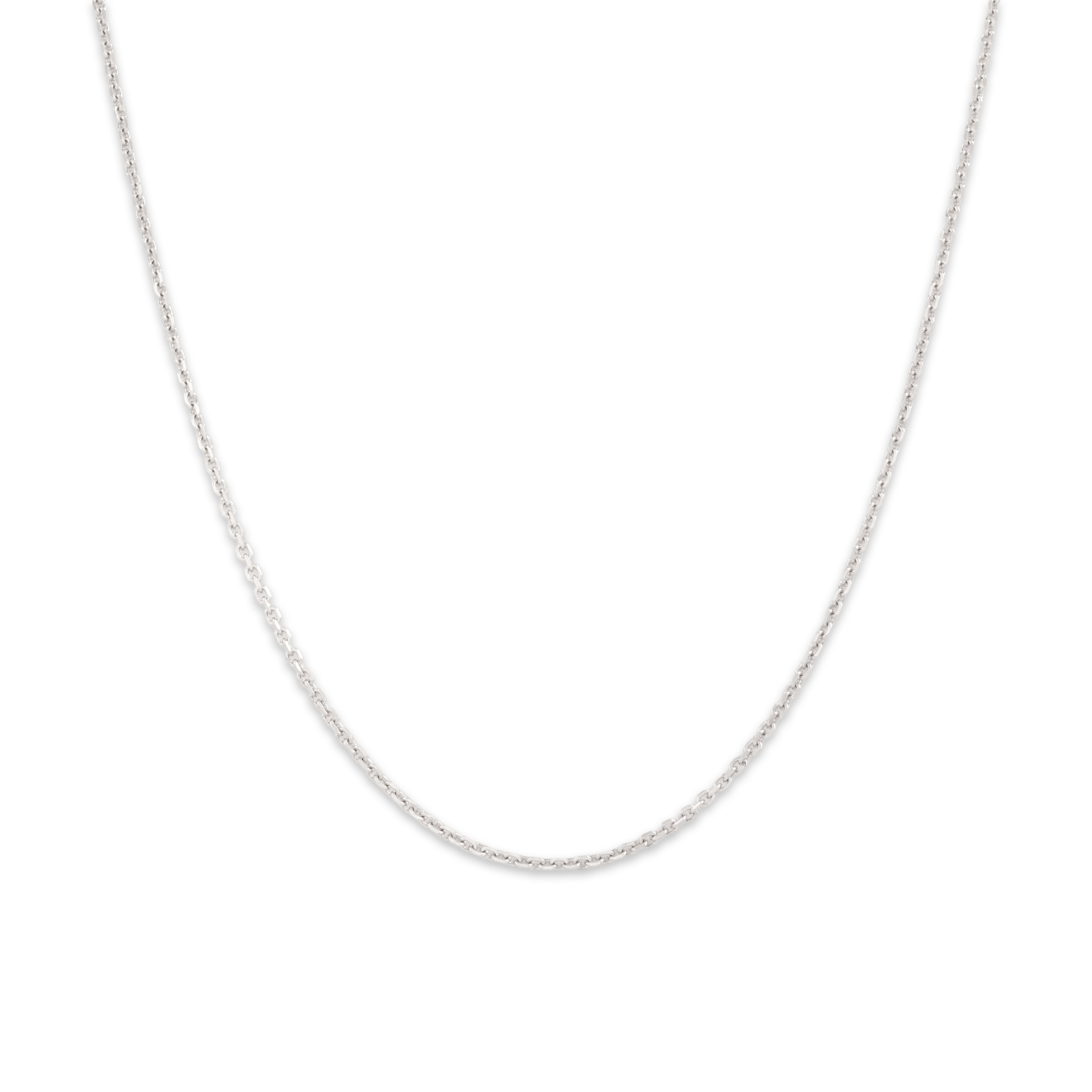 Vintage 14k White Gold 1.4mm Glittering Everyday Cable Chain - Close-up view