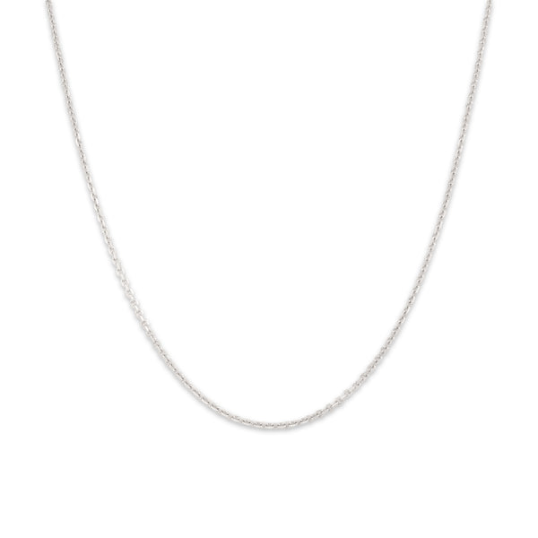 Vintage 14k White Gold 1.4mm Glittering Everyday Cable Chain 20