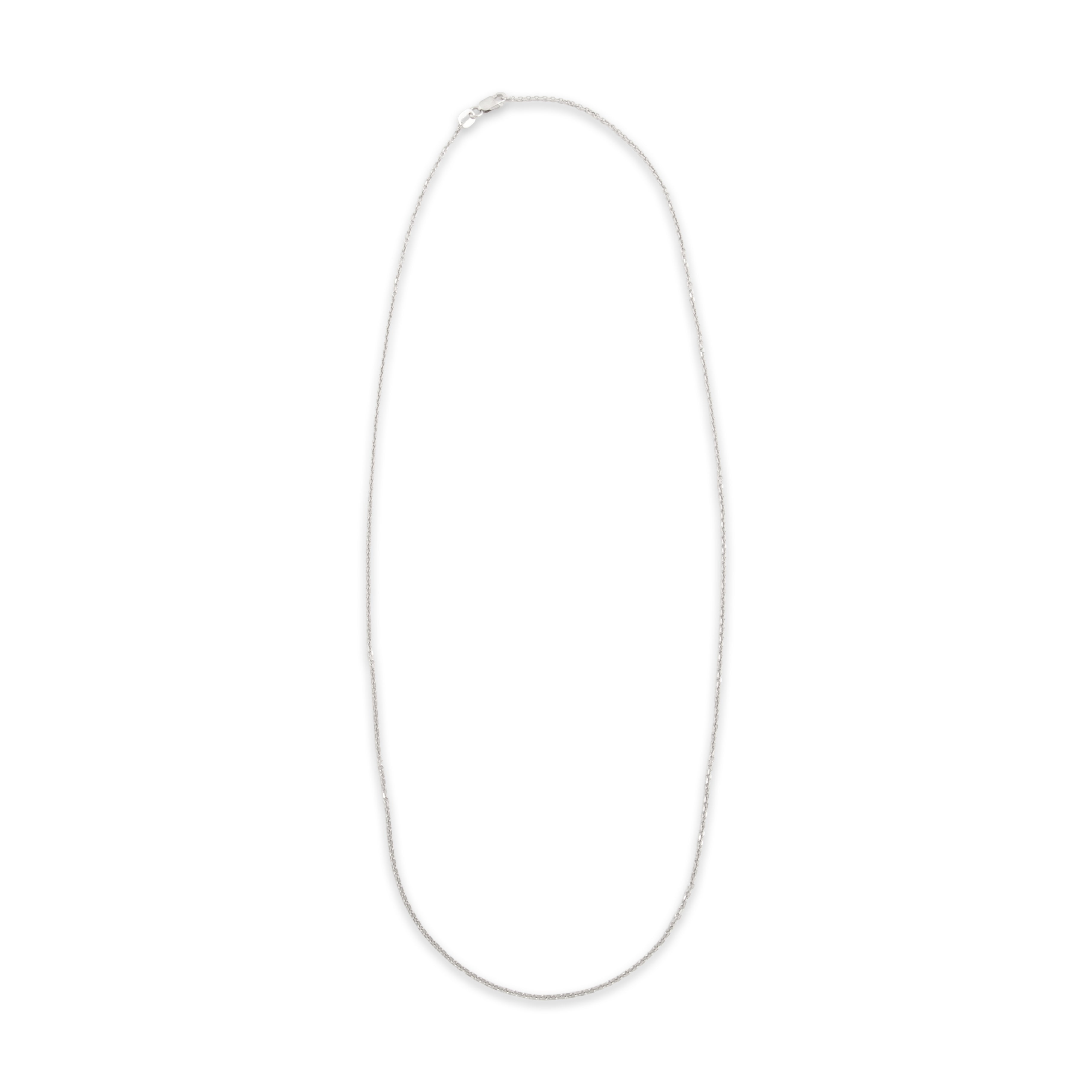 Vintage 14k White Gold 1.4mm Glittering Everyday Cable Chain - Overall view