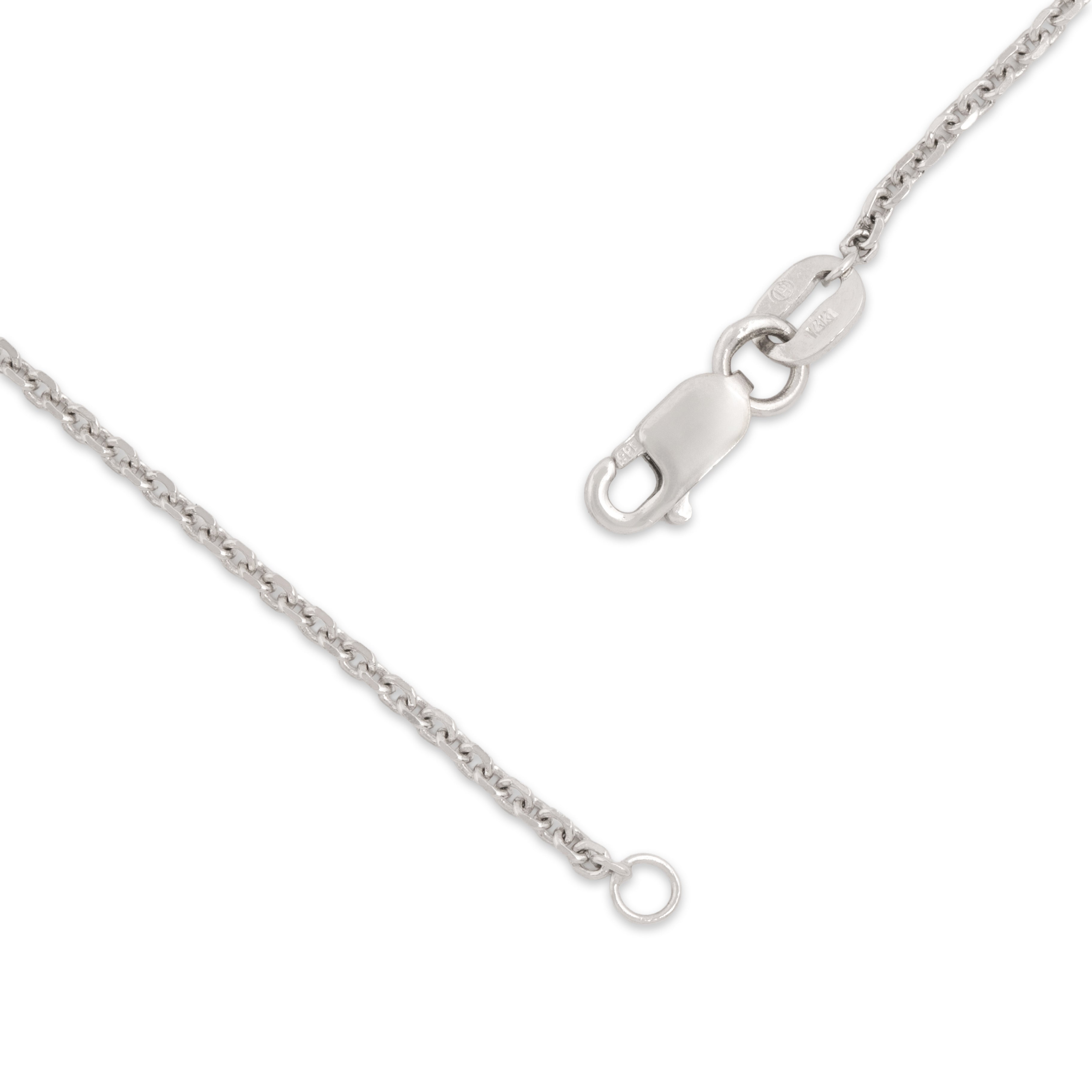 Vintage 14k White Gold 1.4mm Glittering Everyday Cable Chain - clasp view