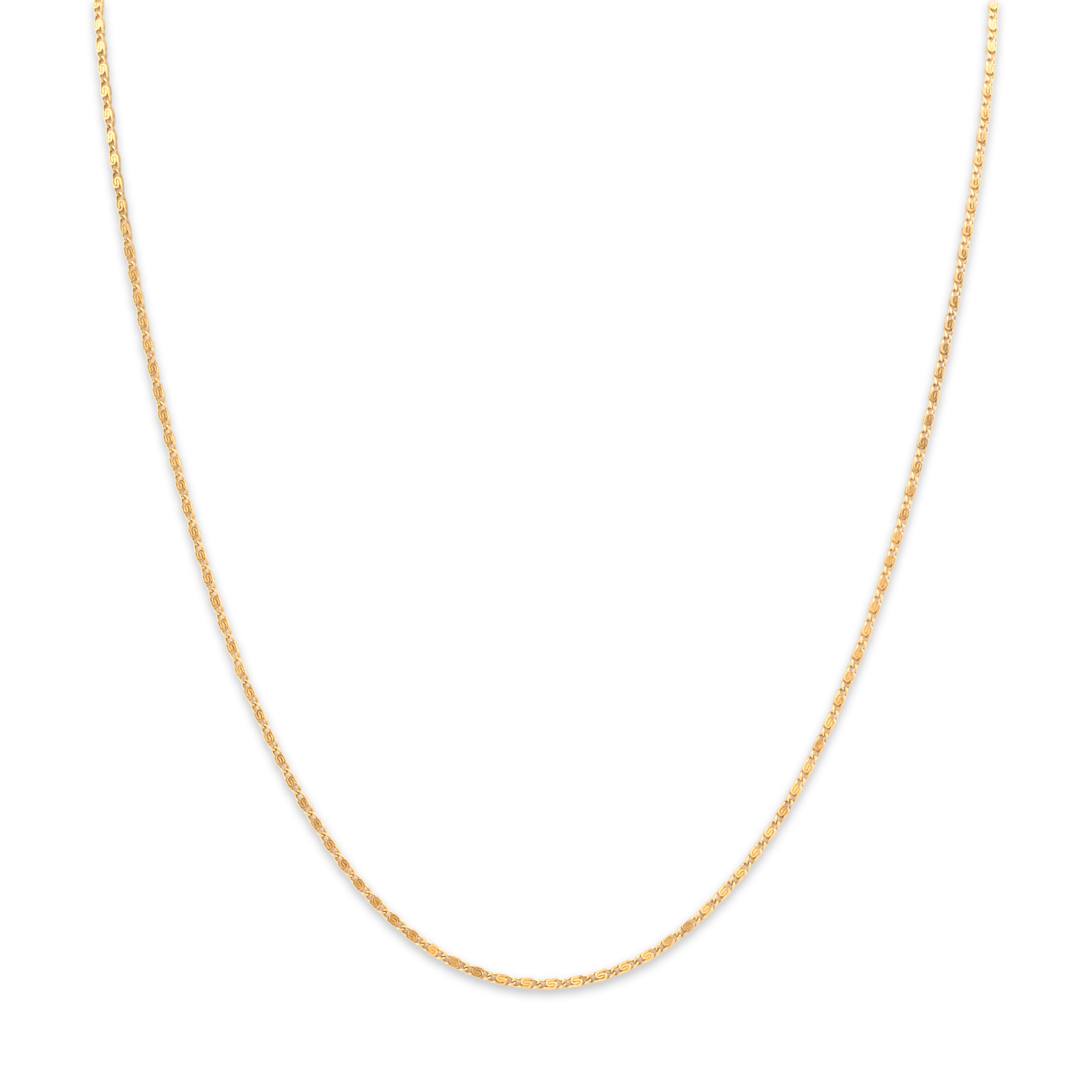 Vintage 14k Yellow Gold 1.3mm Mini Scroll Snail Link Chain - Close-up view