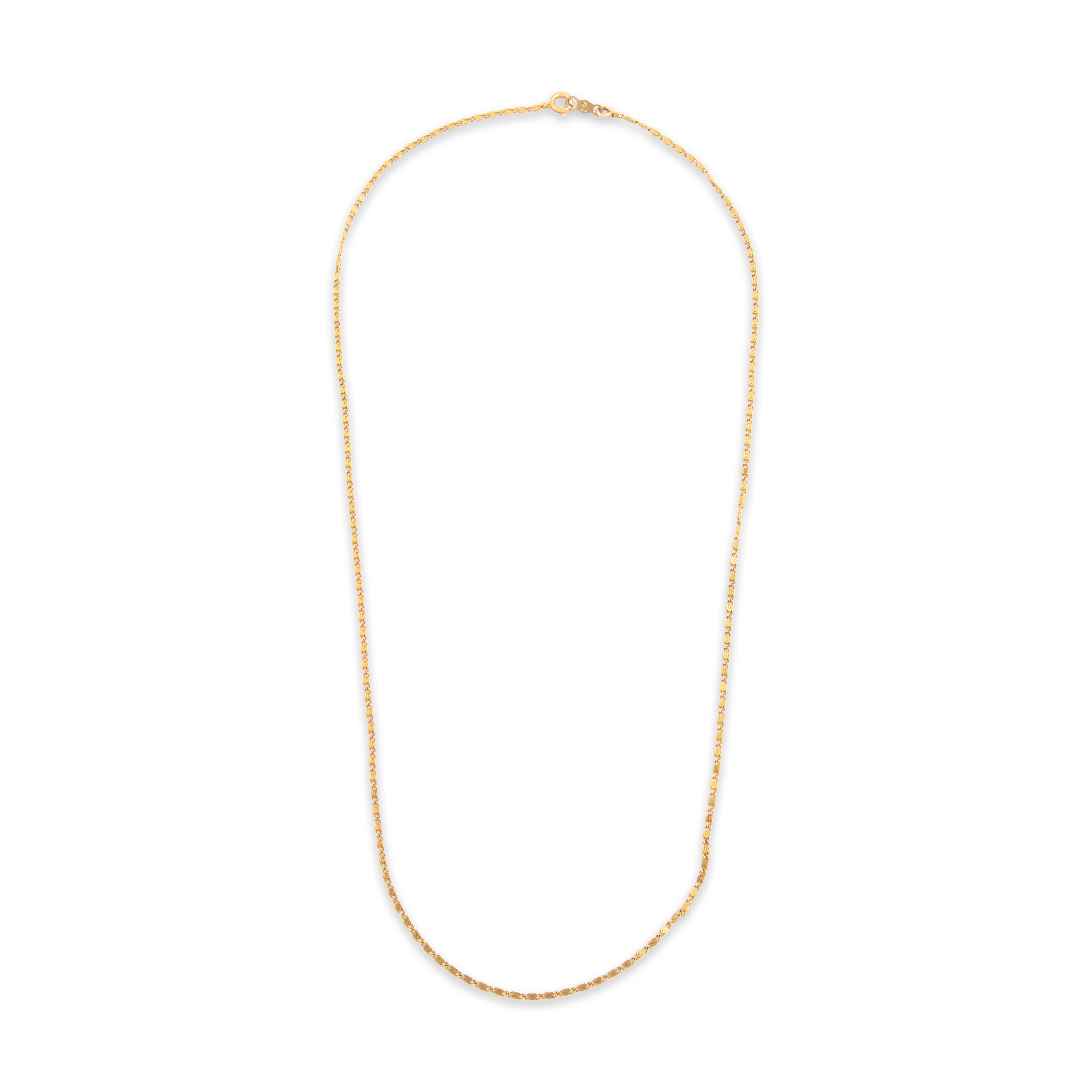 Vintage 14k Yellow Gold 1.3mm Mini Scroll Snail Link Chain - Overall view