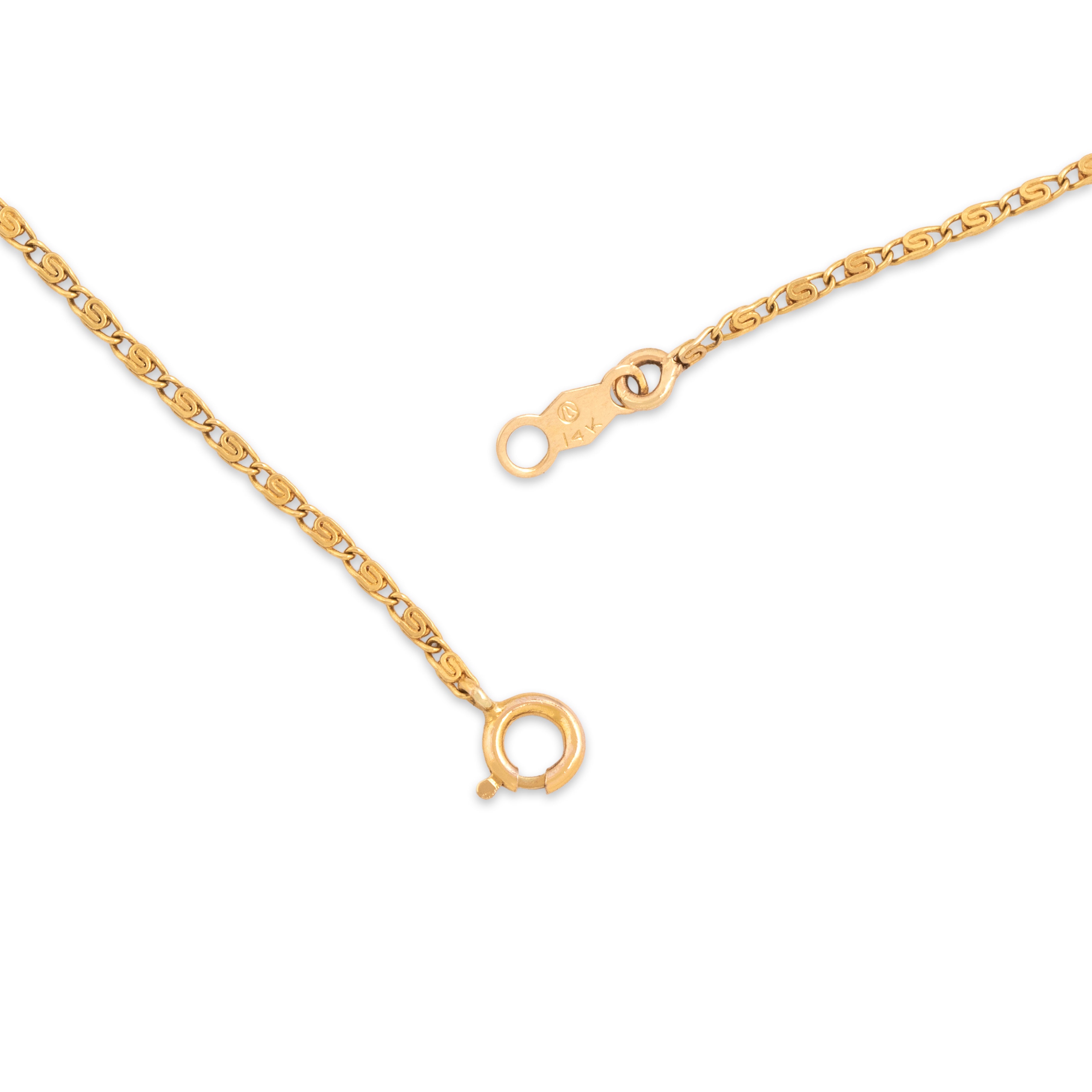 Vintage 14k Yellow Gold 1.3mm Mini Scroll Snail Link Chain - clasp view