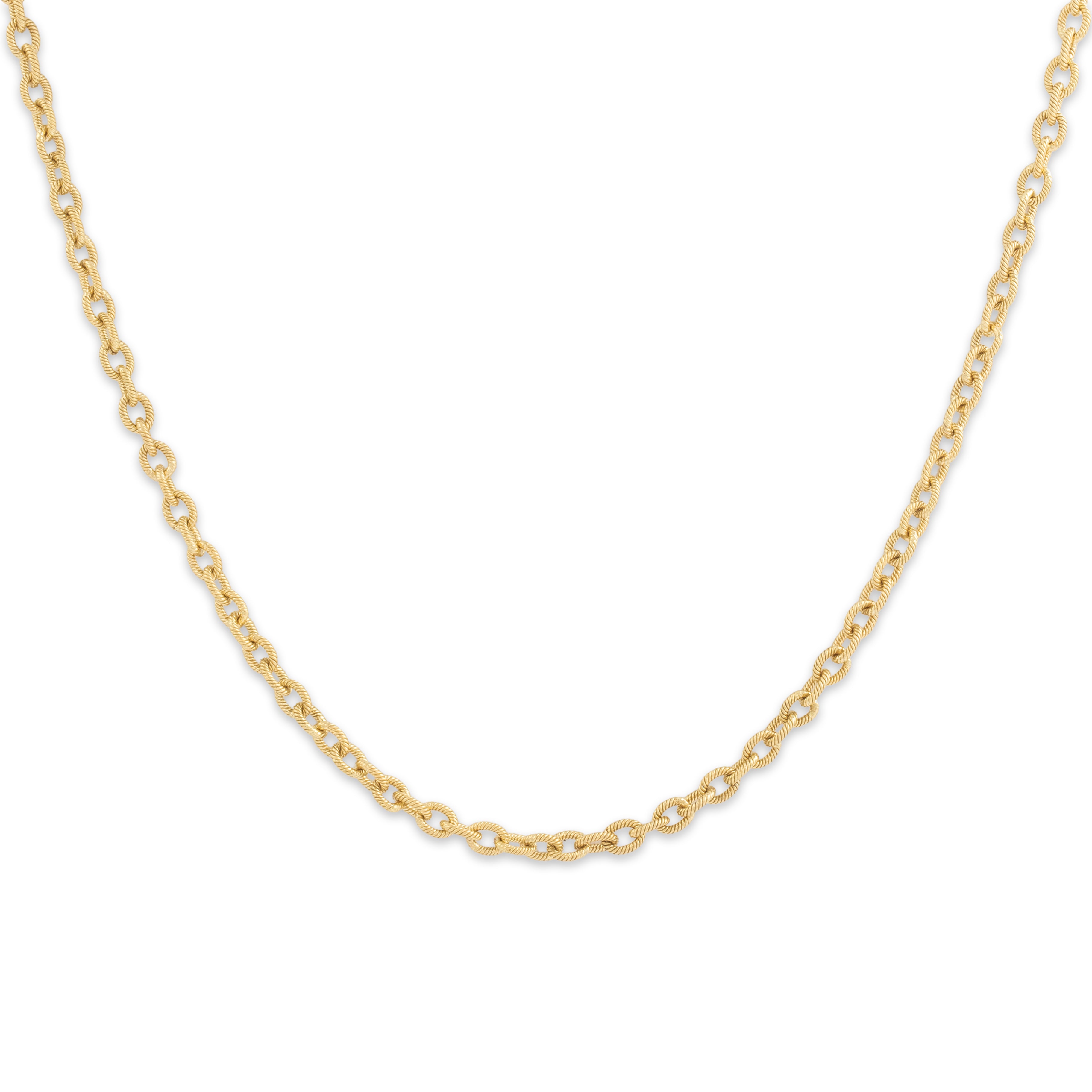 Vintage Italian 14k Yellow Gold 2.7mm Fantastic Ribbed Cable Chain - Close-up view