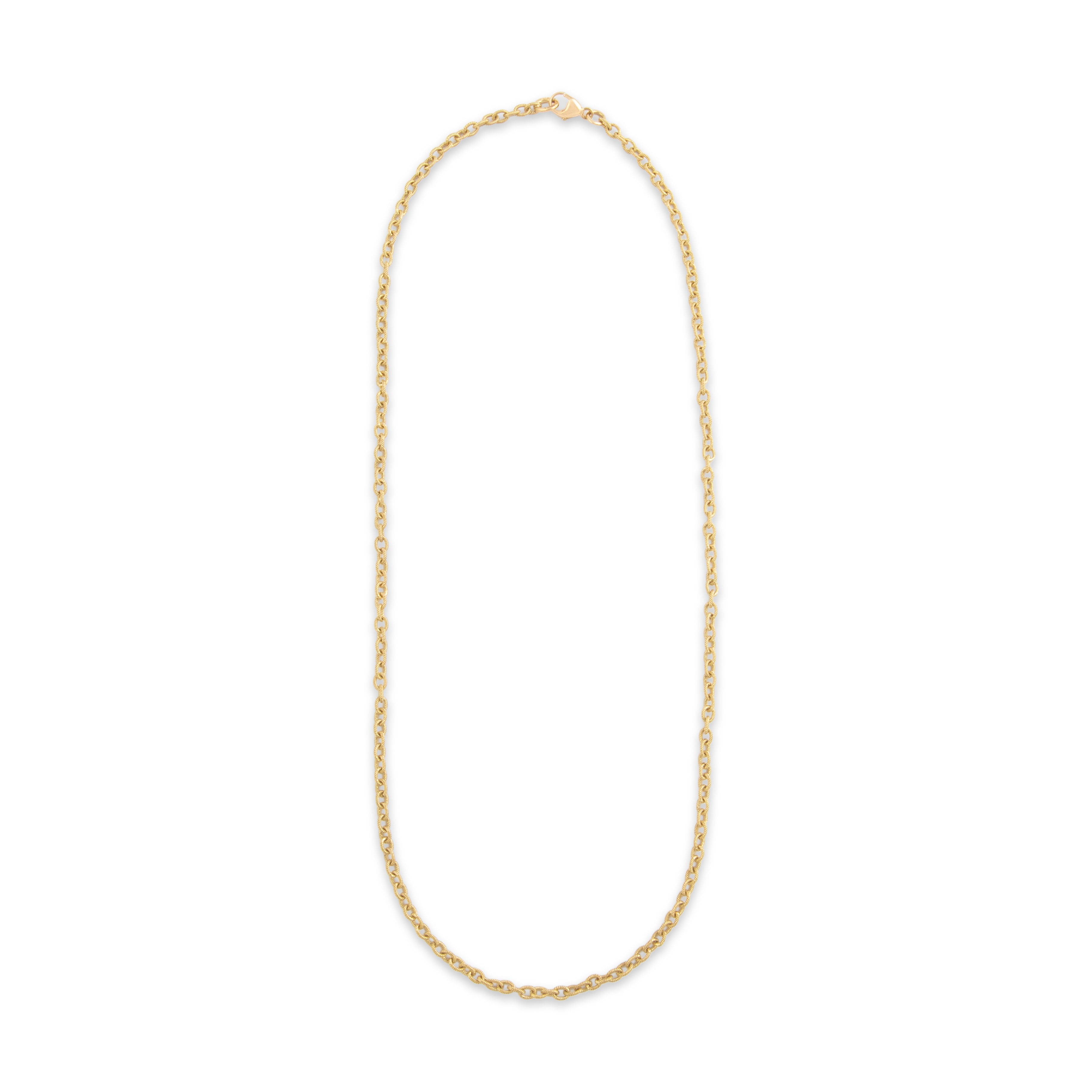Vintage Italian 14k Yellow Gold 2.7mm Fantastic Ribbed Cable Chain - Overall view