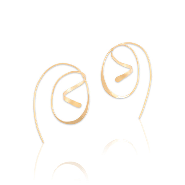 Vintage Lightweight 14k Yellow Gold Subtly Asymmetric Drop Earrings