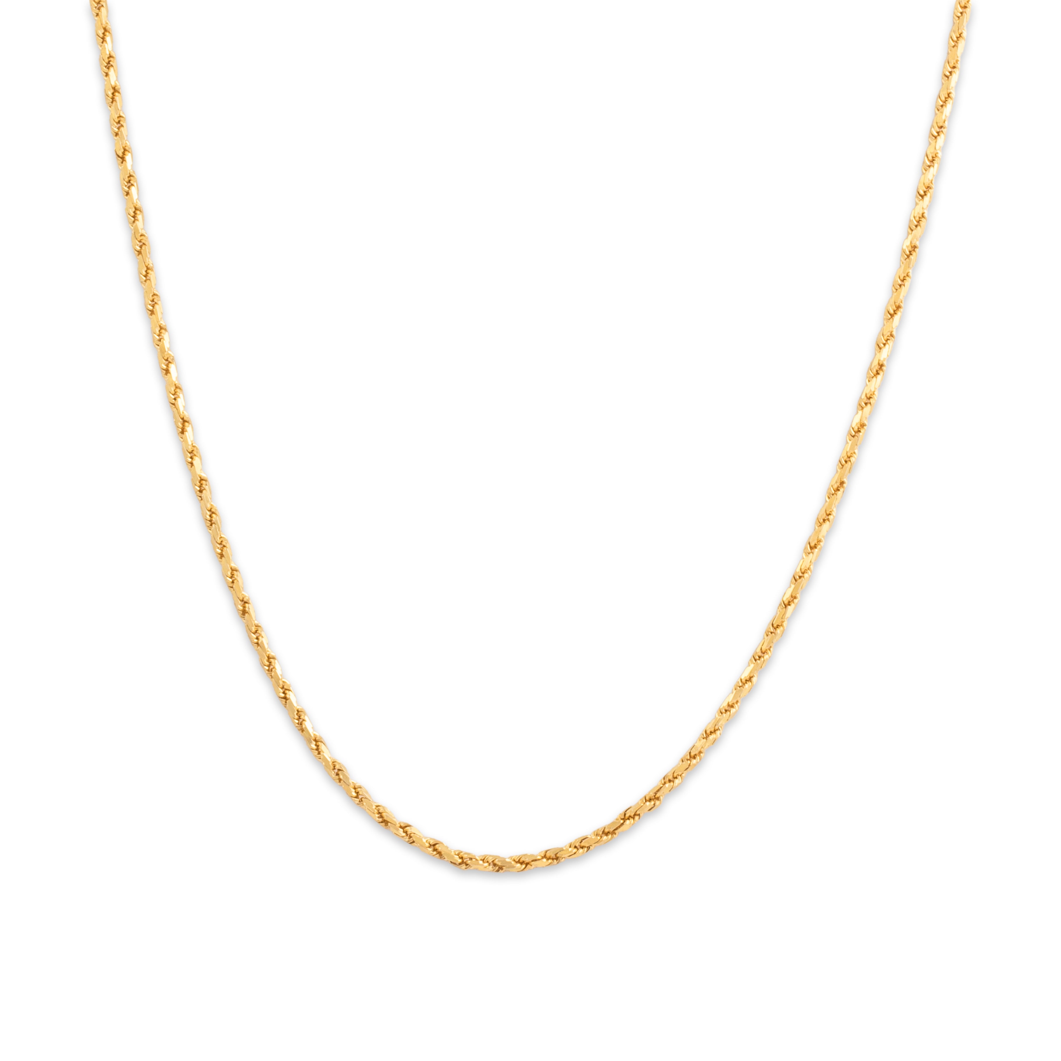 Vintage Italian 14k Yellow Gold 1.55mm Sparkly Faceted Twisted Rope Chain - Close-up view