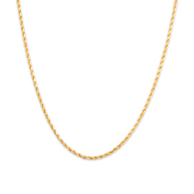 Vintage Italian 14k Yellow Gold Sparkly Faceted 1.55mm Twisted Rope Chain 18"