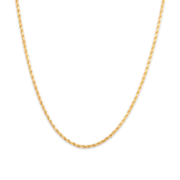Vintage Italian 14k Yellow Gold Sparkly Faceted 1.55mm Twisted Rope Chain 18