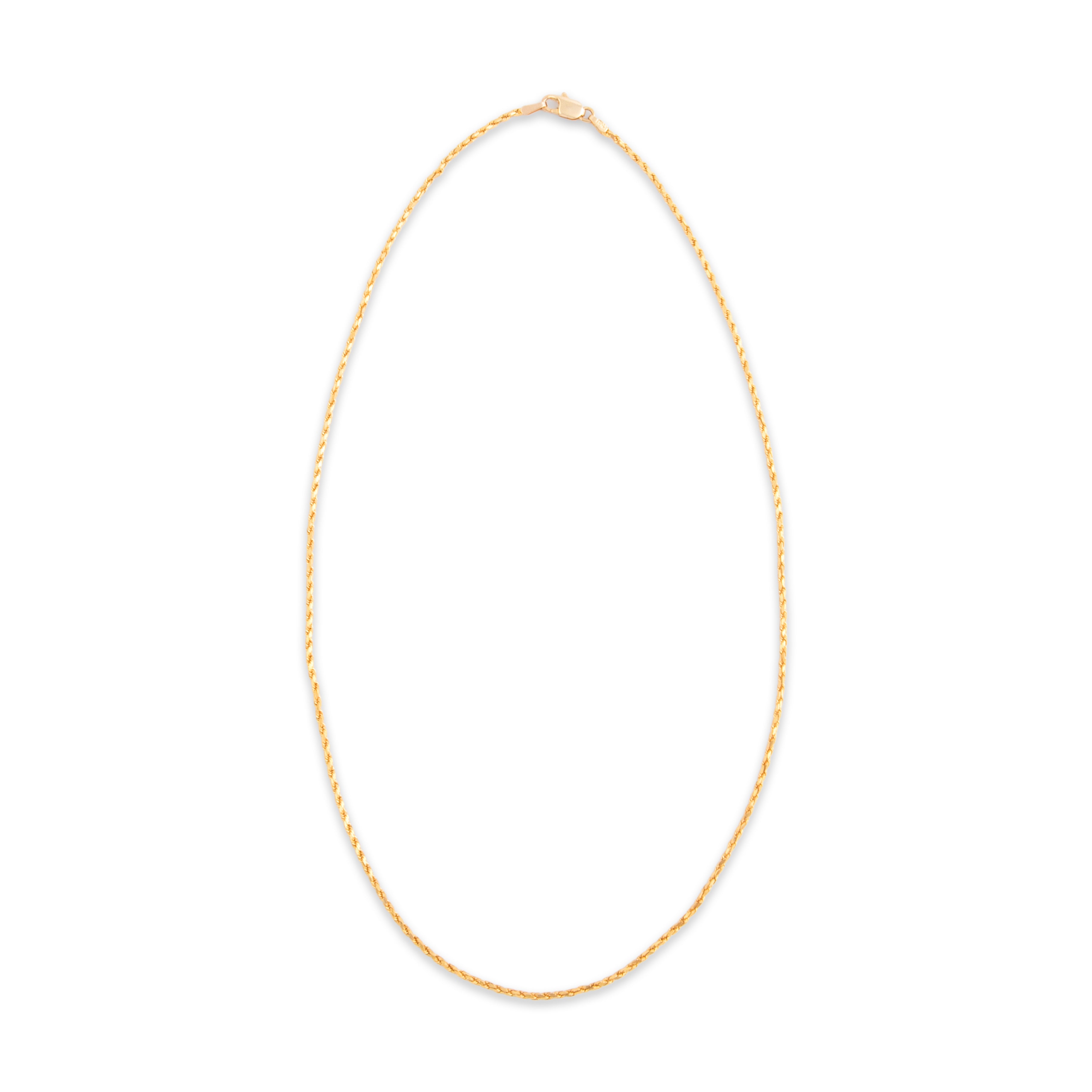 Vintage Italian 14k Yellow Gold 1.55mm Sparkly Faceted Twisted Rope Chain - Overall view