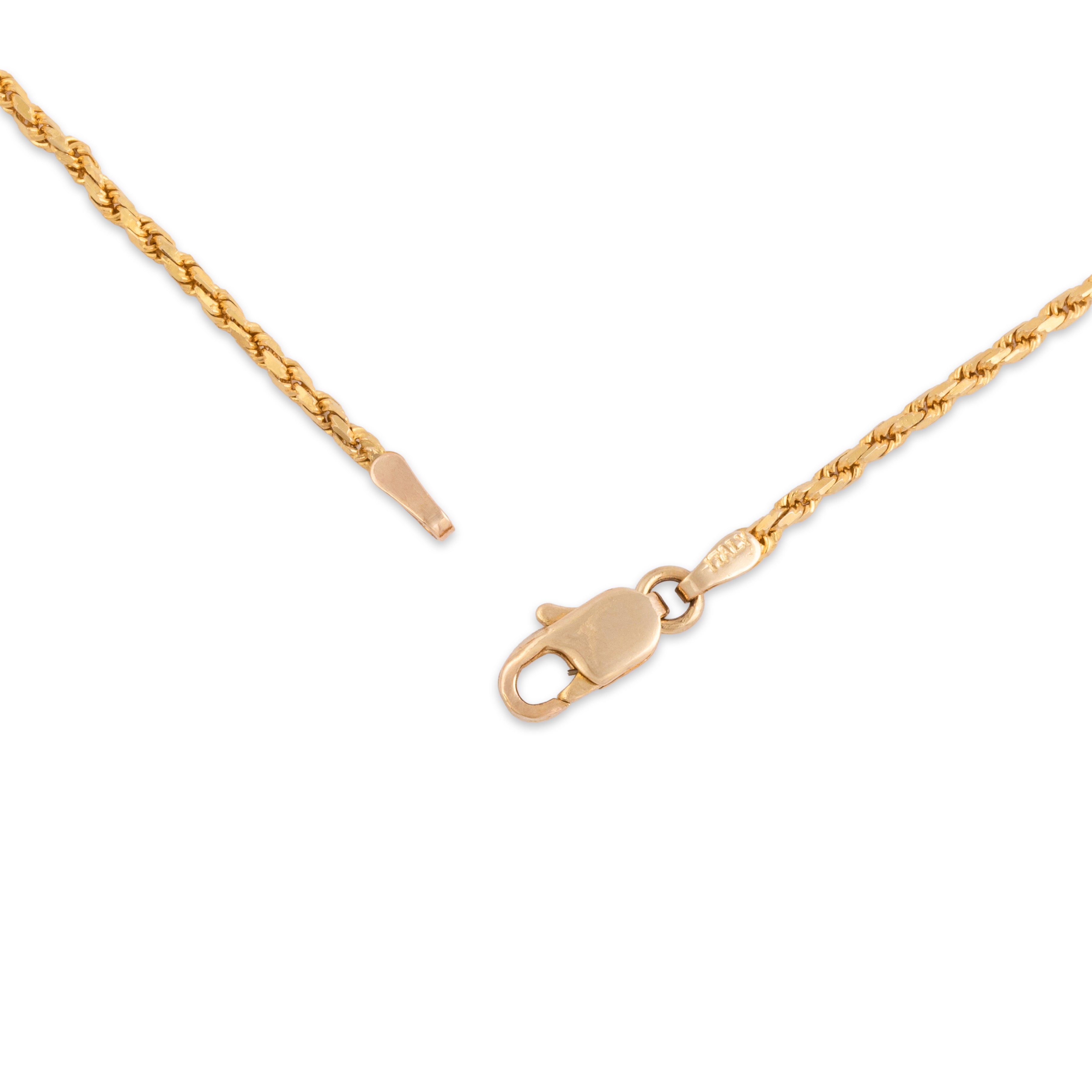 Vintage Italian 14k Yellow Gold 1.55mm Sparkly Faceted Twisted Rope Chain - clasp view
