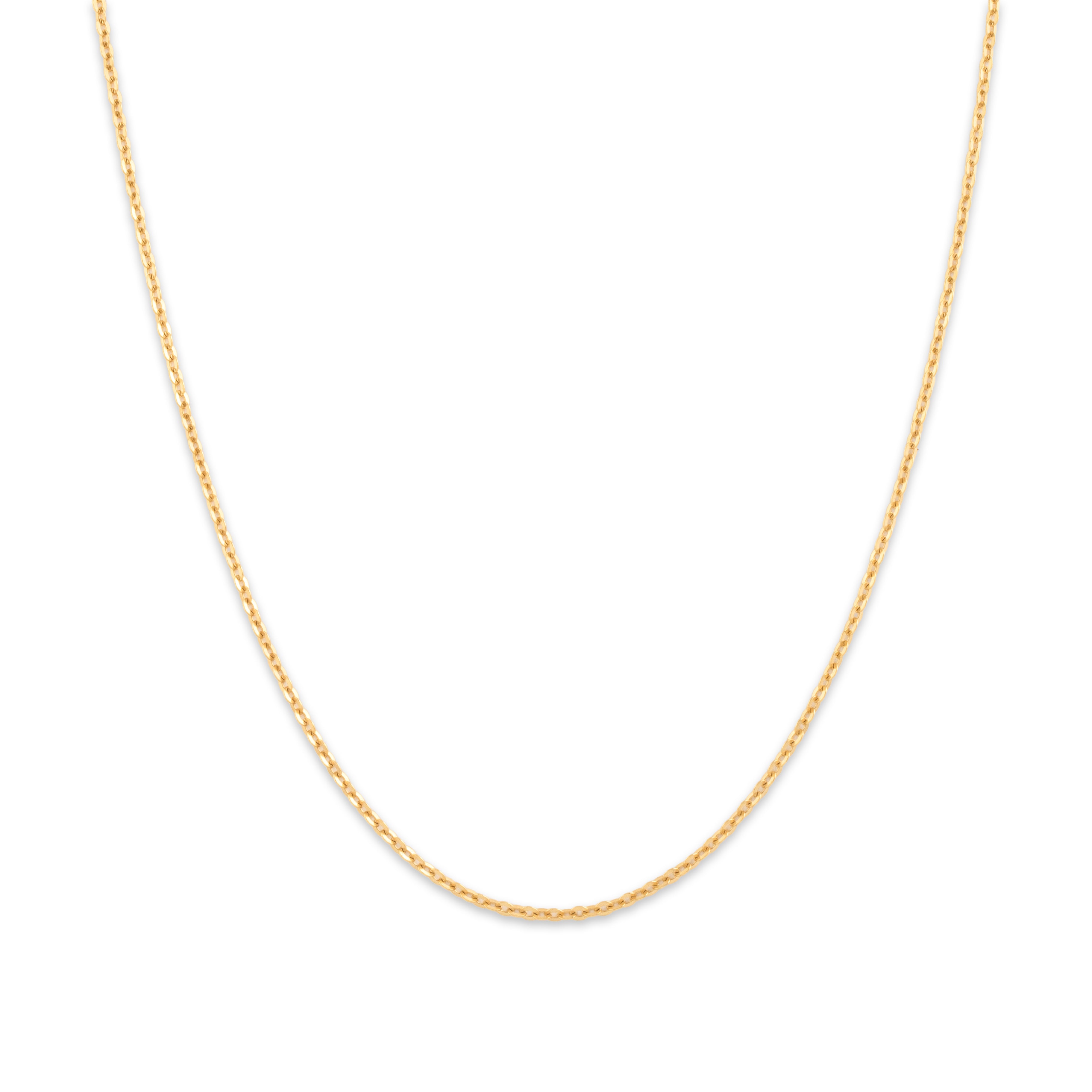 Vintage Italian 18k Yellow Gold 1.7mm Diamond-Cut Cable Chain - Close-up view