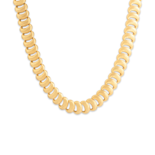 Vintage Nanis Italian 18k Yellow Gold Satin-Finish Curve Link Necklace 16.5