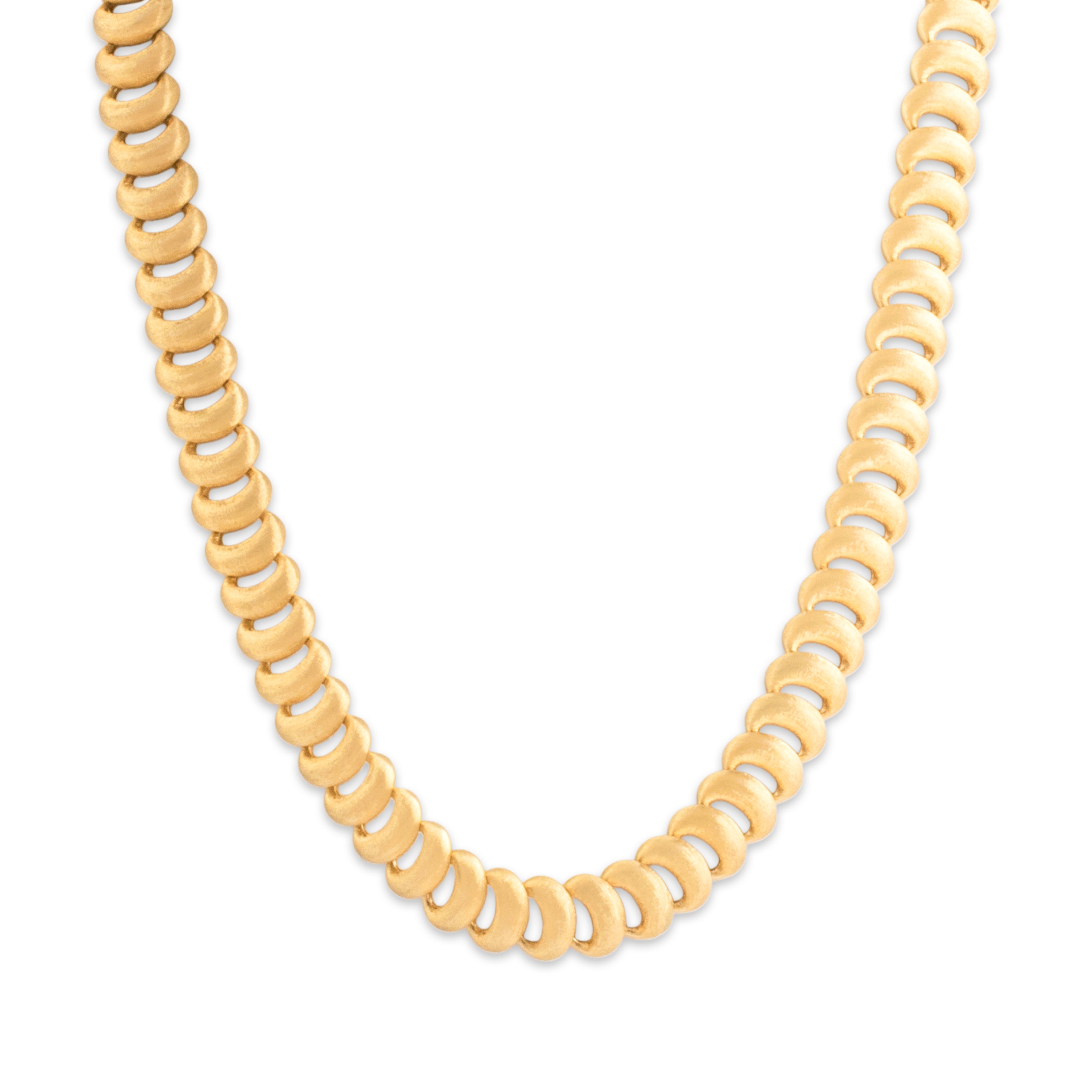Vintage Nanis Italian 18k Yellow Gold Stunning Satin-Finish Curve Link Necklace - detail view #1