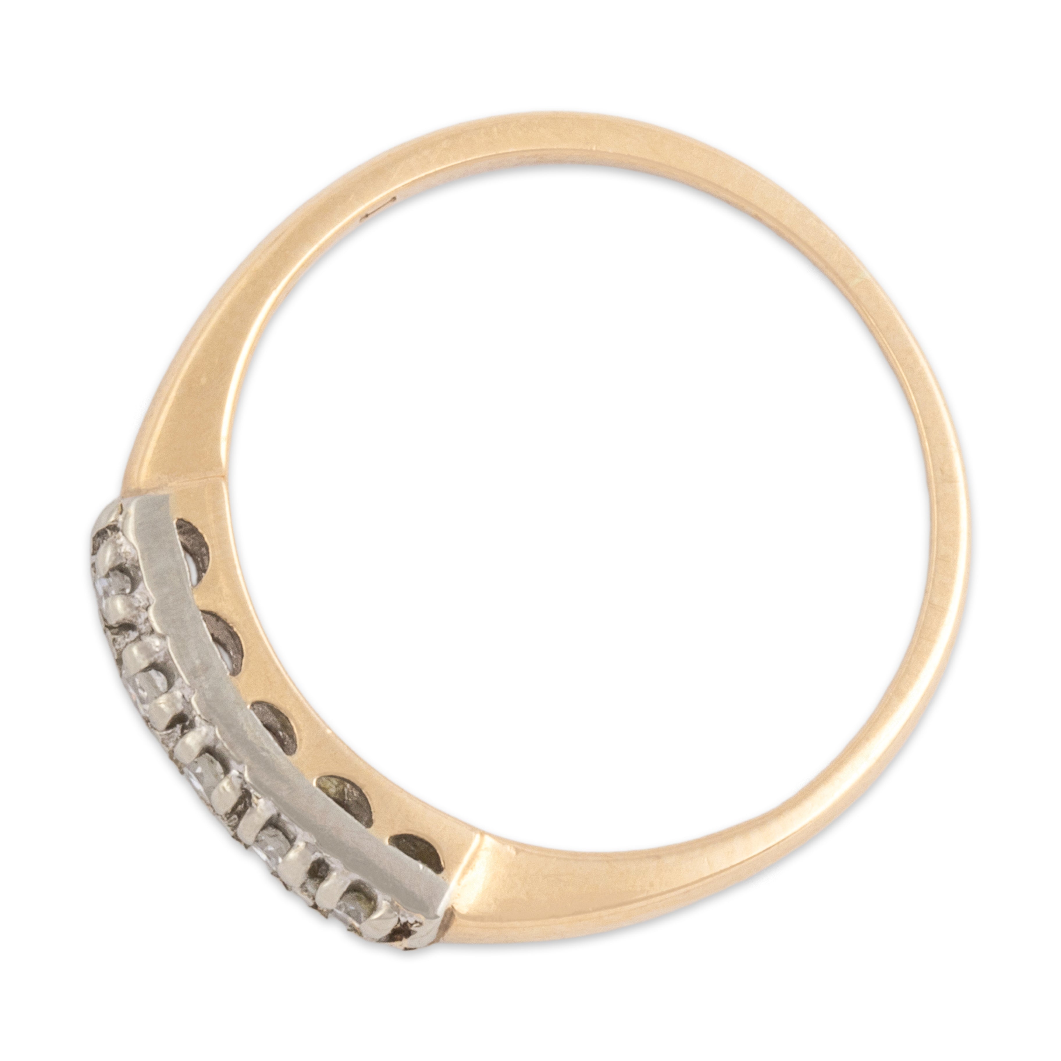 Vintage 14k White & Yellow Gold Diamond Petite Five-Stone Band Ring - Overall view
