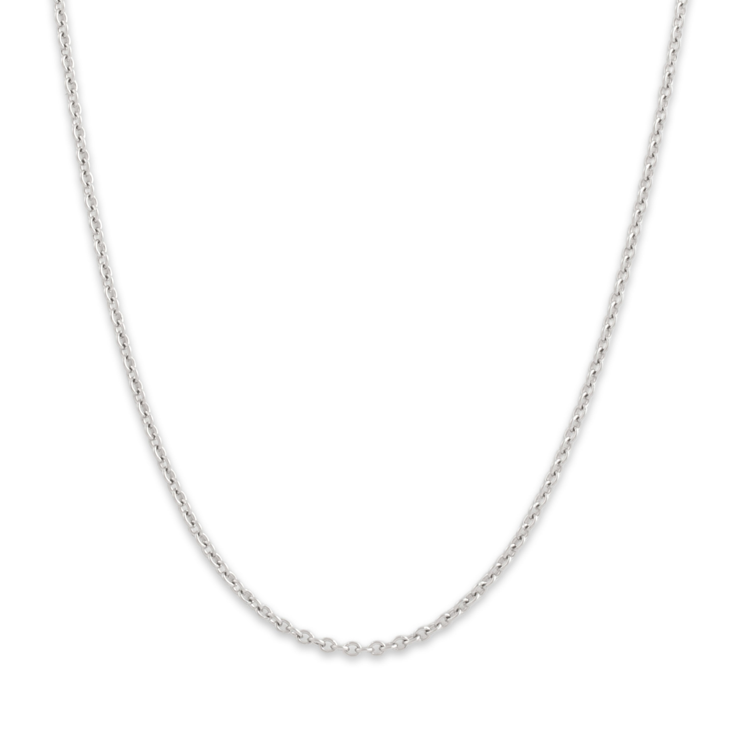 Estate Platinum 2mm Sleek Simple Cable Chain - Close-up view