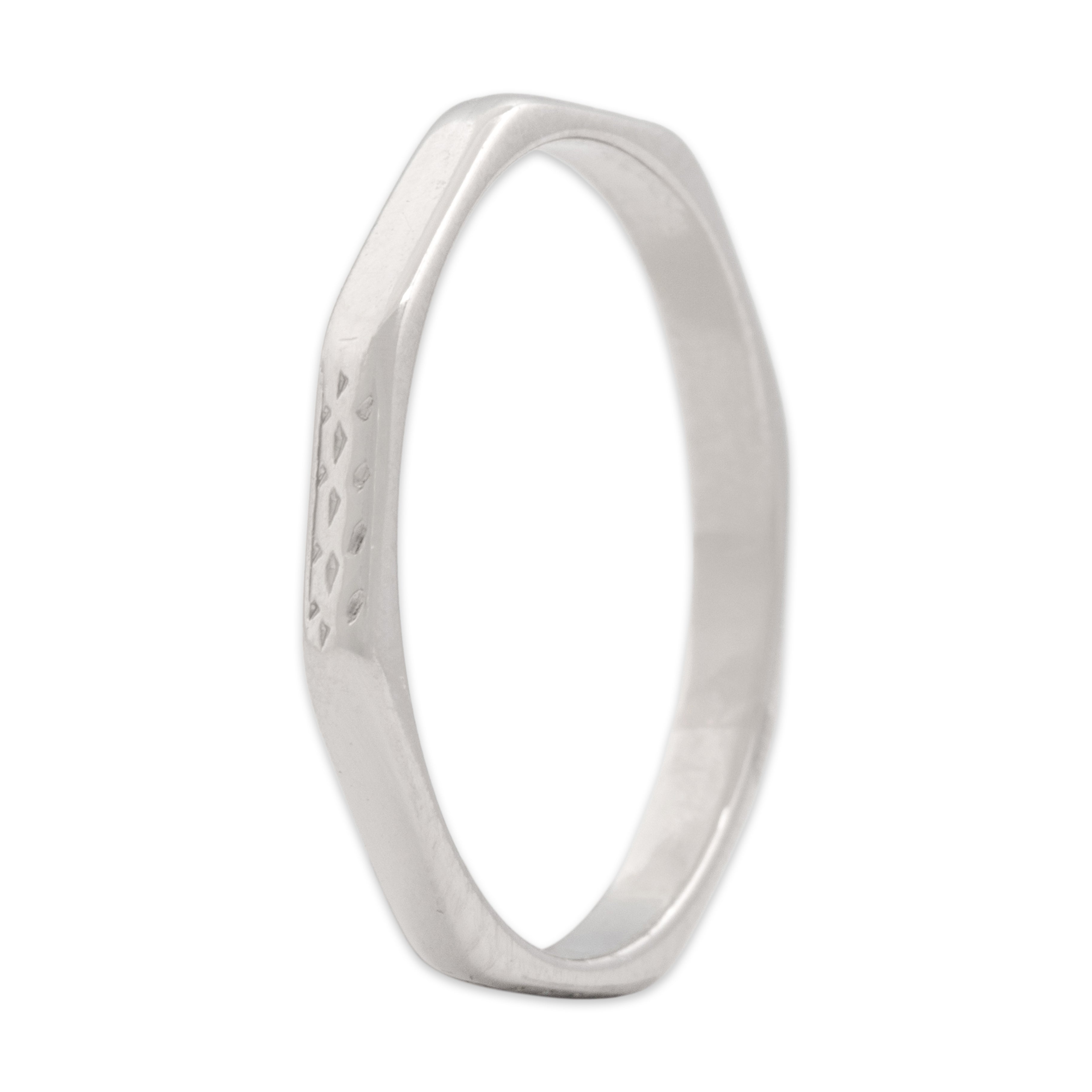 Antique Art Deco Platinum Alternating Faceted Eternity Band Ring - Overall view