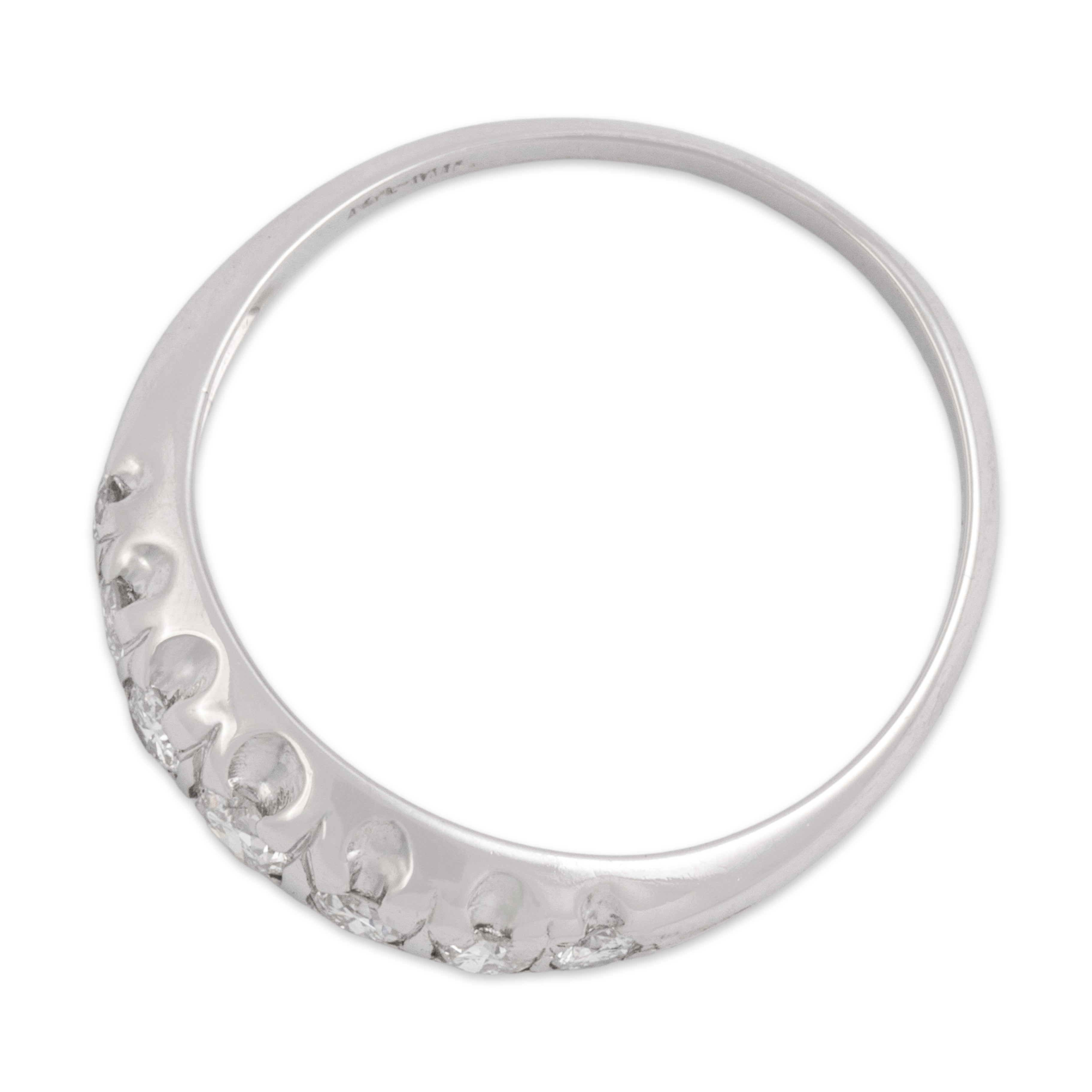 Antique Platinum Old European Cut Diamond Graduated Dome Line Band Ring - Overall view
