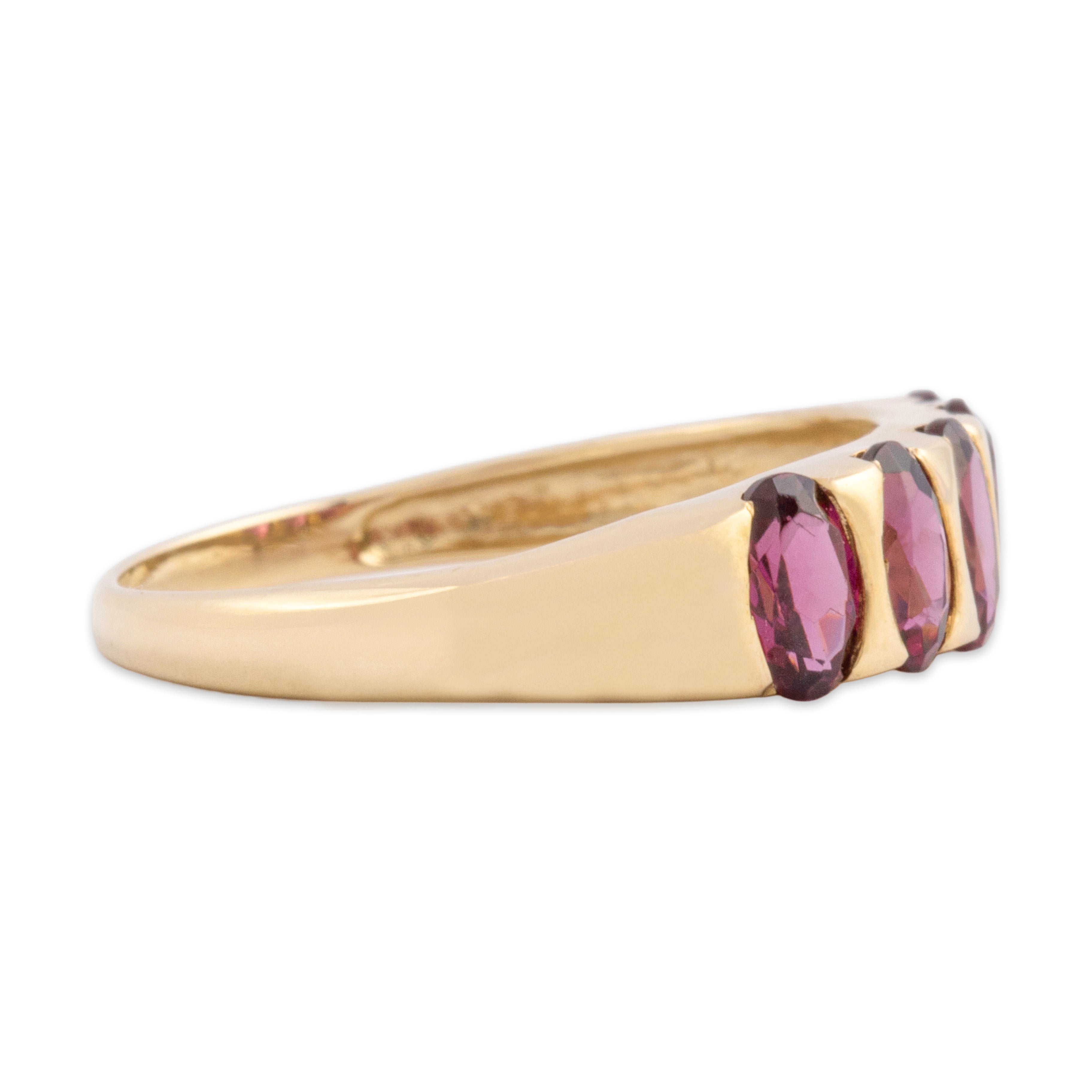 Vintage 10k Yellow Gold 1.08cttw Berry Garnet Geometric Channel Band Ring 6.00