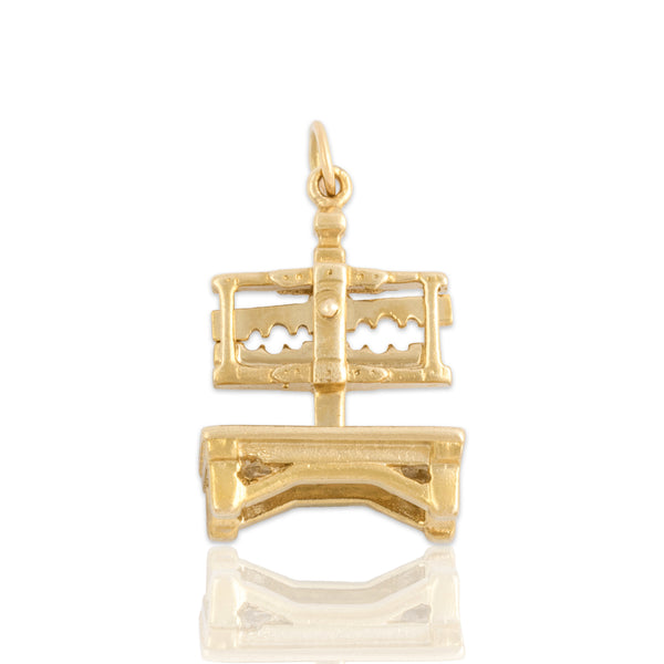 Vintage 14k Yellow Gold Articulating Medieval Pillory Charm / Pendant