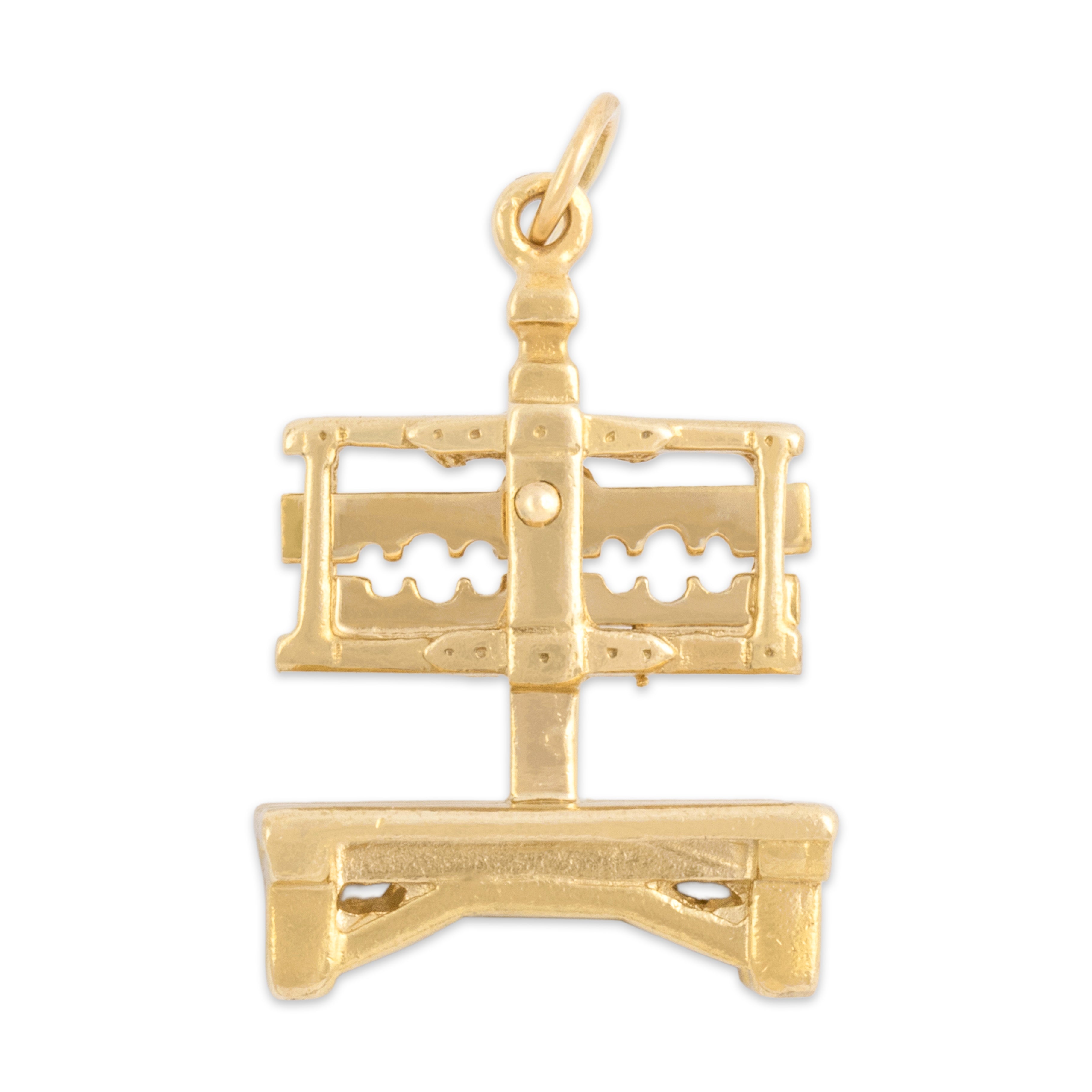 Vintage 14k Yellow Gold Articulating Medieval Pillory Charm / Pendant