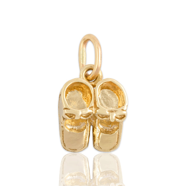Vintage 10k Yellow Gold Petite Baby Shoes Charm / Pendant