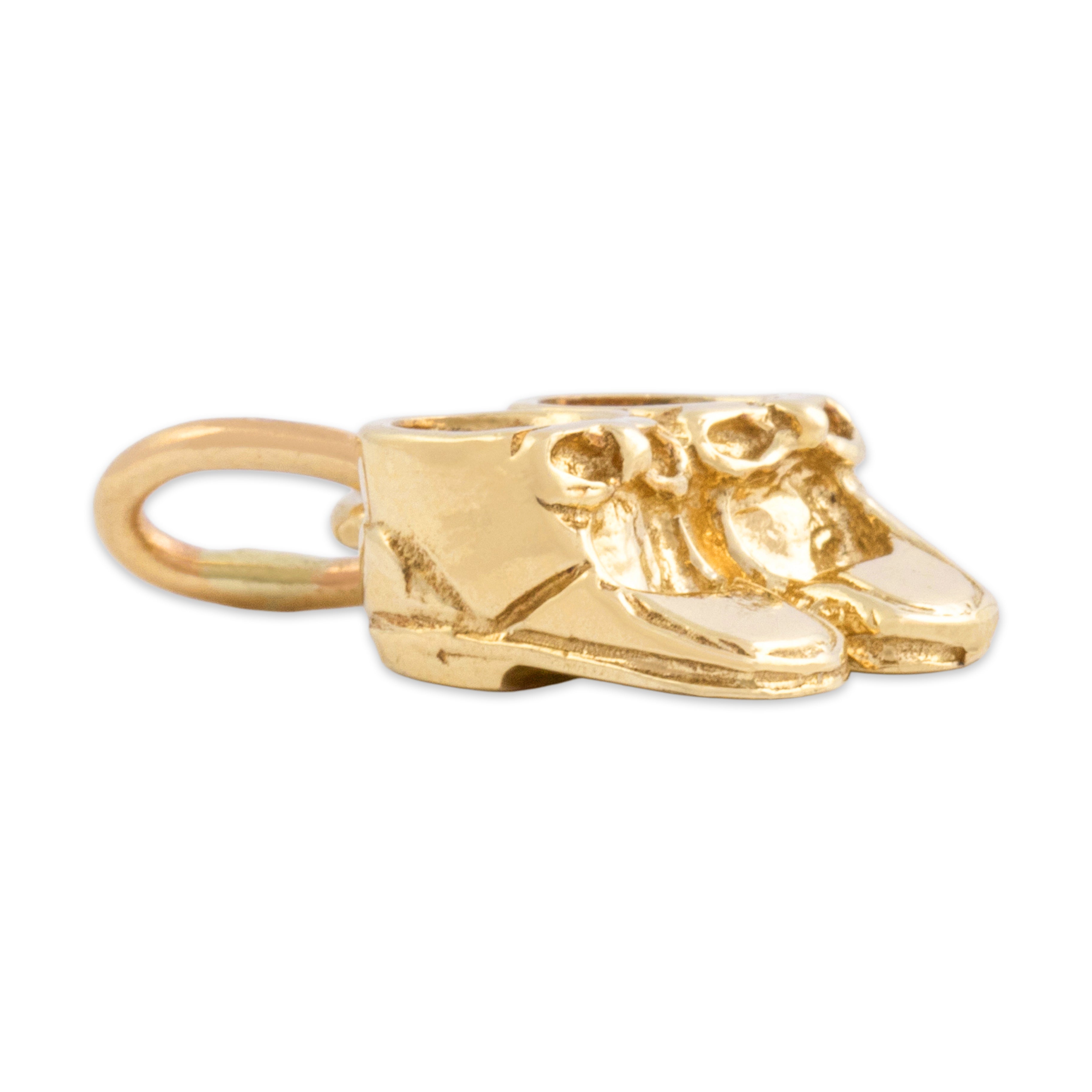 Vintage 10k Yellow Gold Petite Baby Shoes Charm / Pendant
