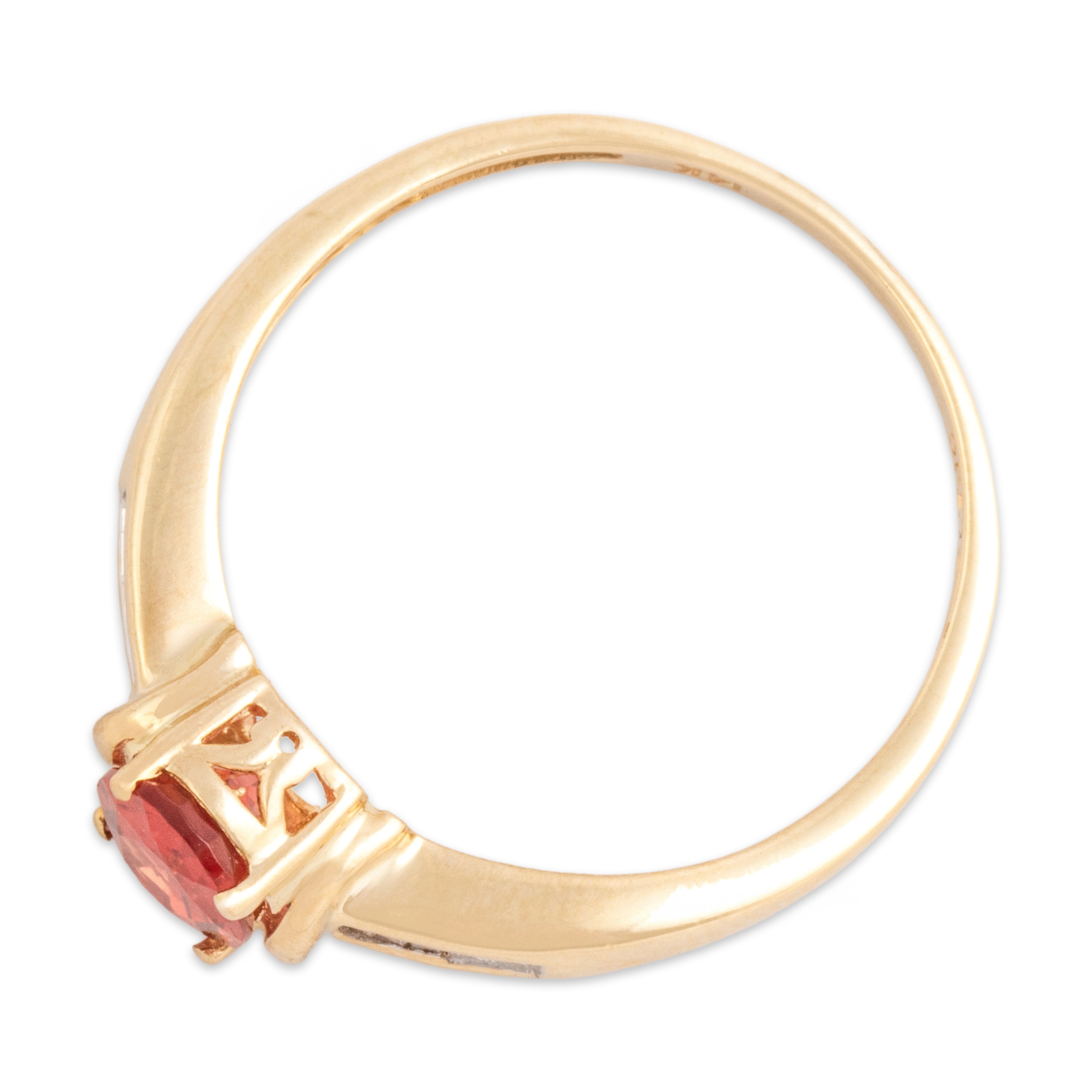 Vintage 14k Yellow Gold .67ct Orange Sunstone Diamond Vibrant Cocktail Ring - Overall view