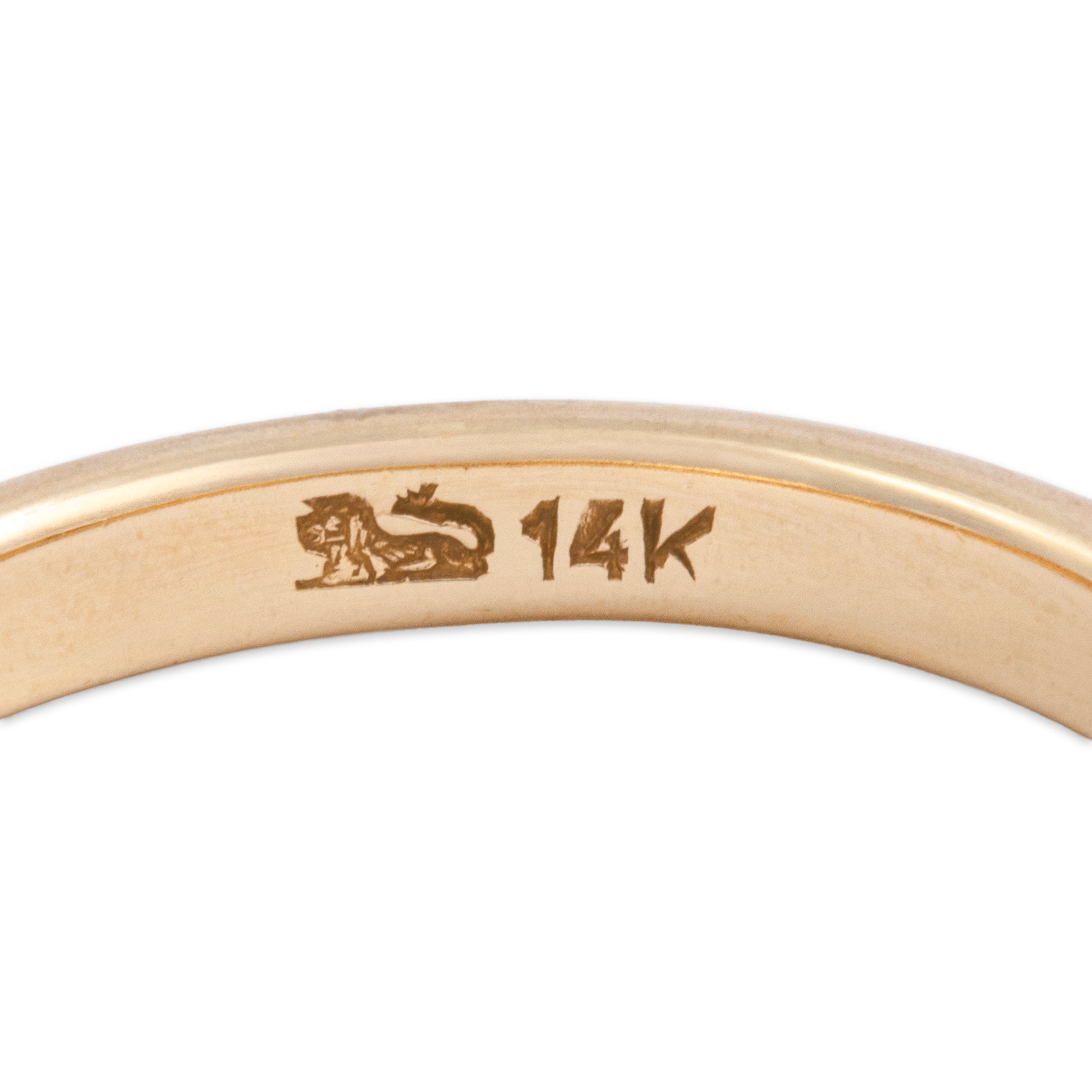 Vintage 14k Yellow Gold Classic Simple Domed Band Ring - Hallmark view