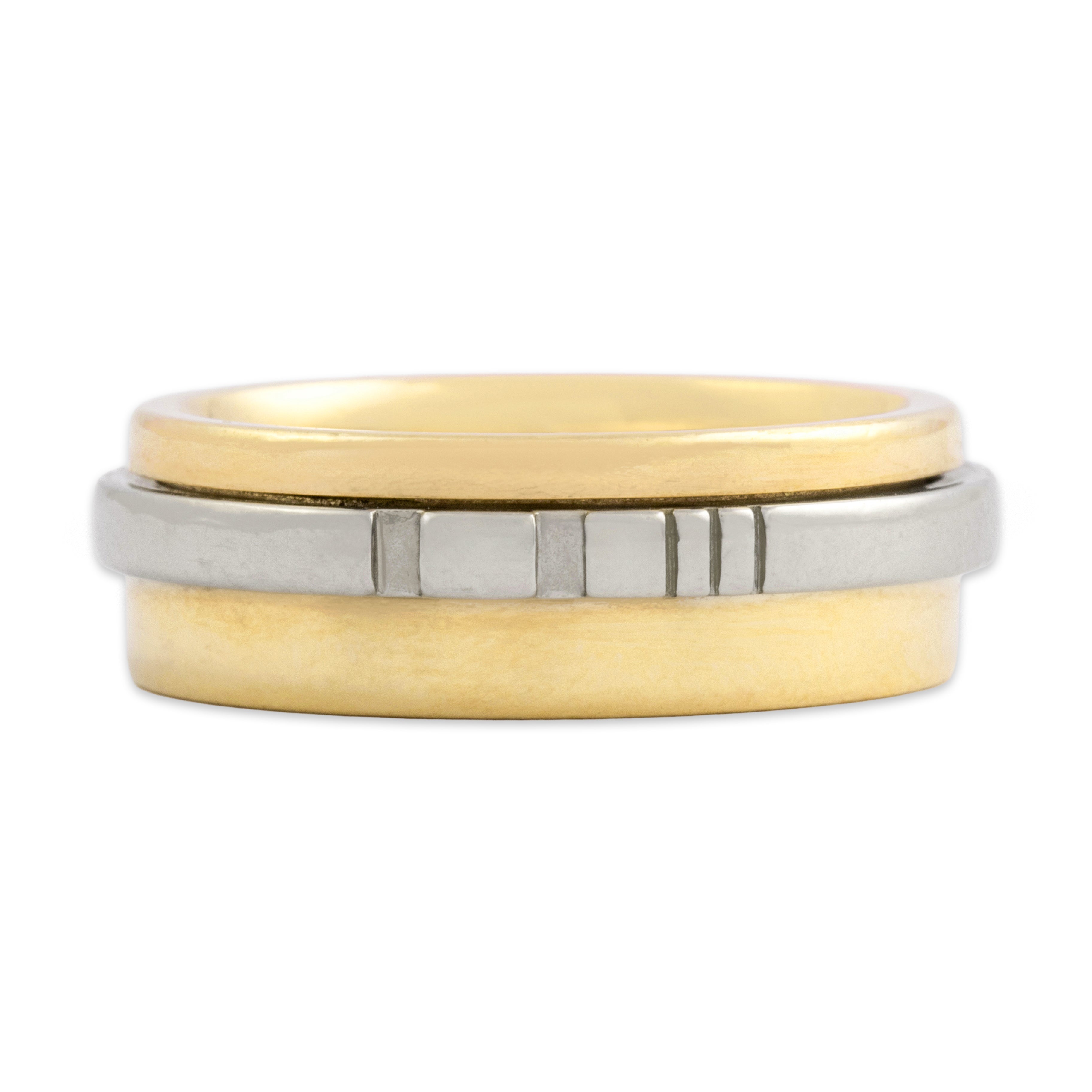 Vintage 14k Yellow & White Gold Two Tone Mechanical Spinning Band Ring 9.25