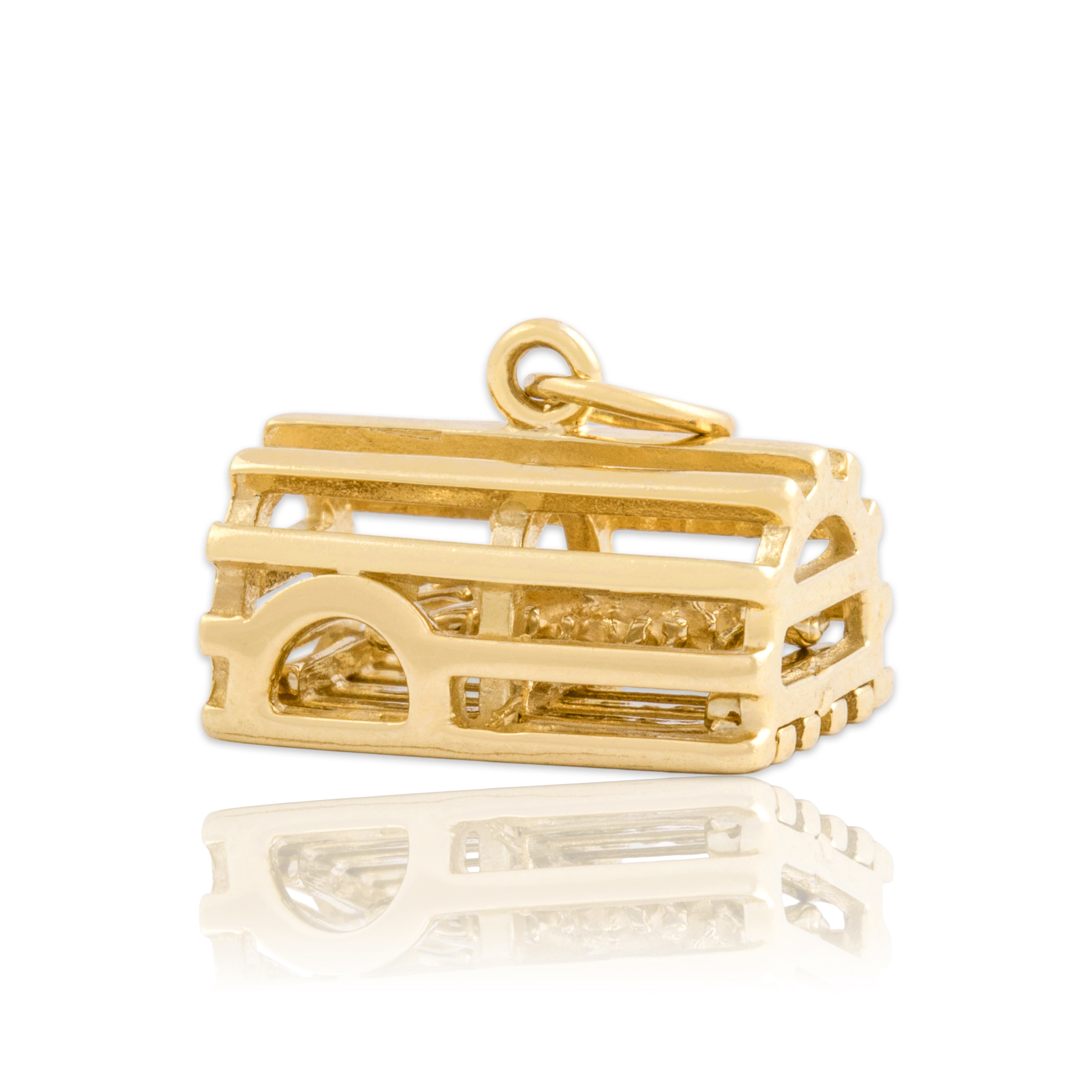 Vintage 14k Yellow Gold New England Moveable Lobster Trap Charm / Pendant