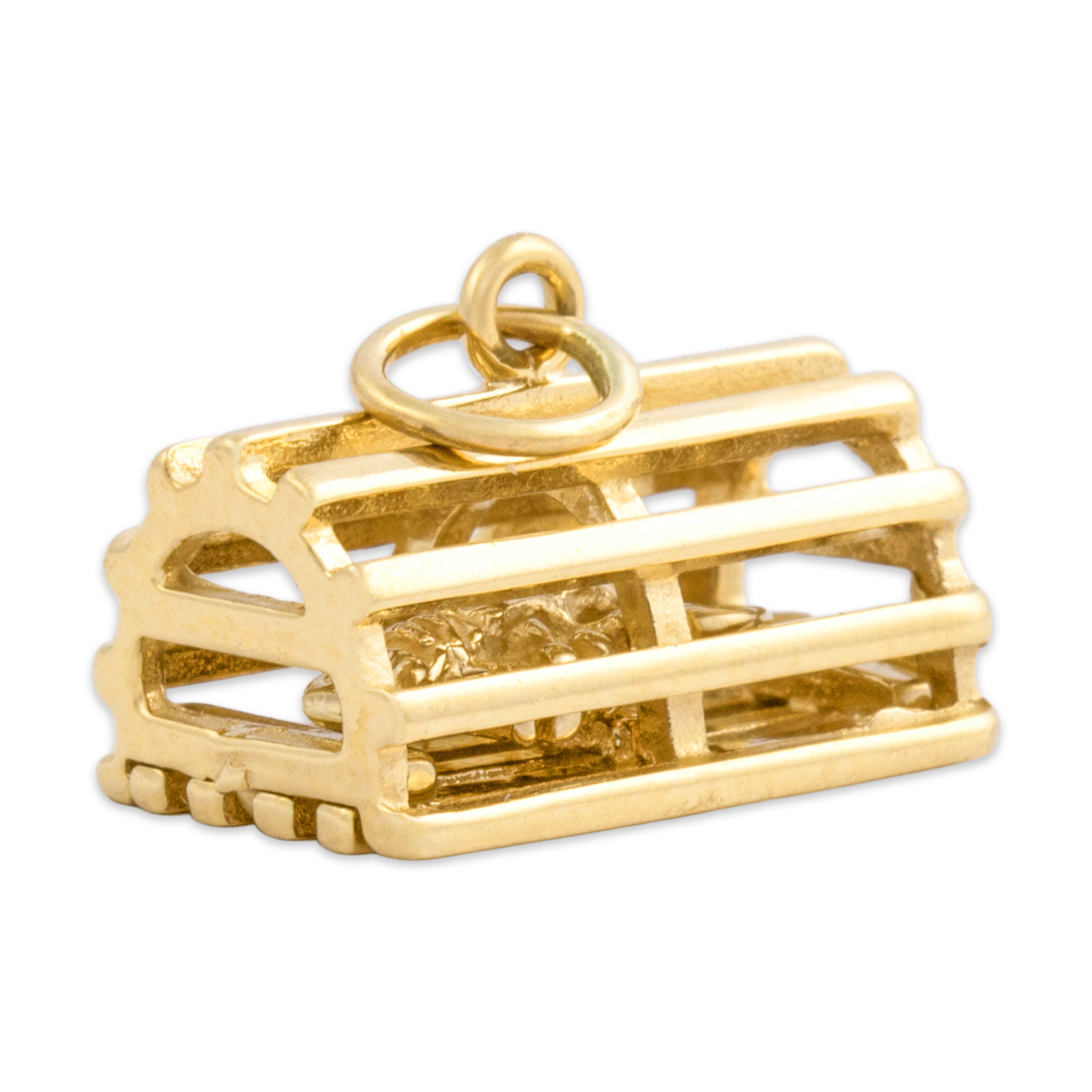 Vintage 14k Yellow Gold New England Moveable Lobster Trap Charm / Pendant