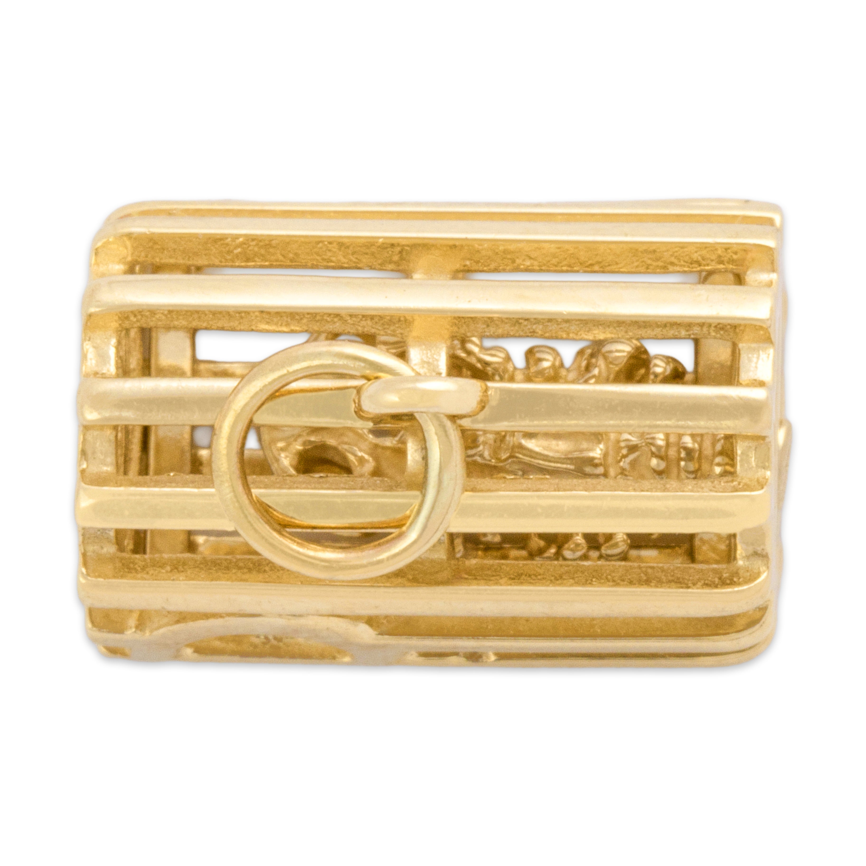 Vintage 14k Yellow Gold New England Moveable Lobster Trap Charm / Pendant