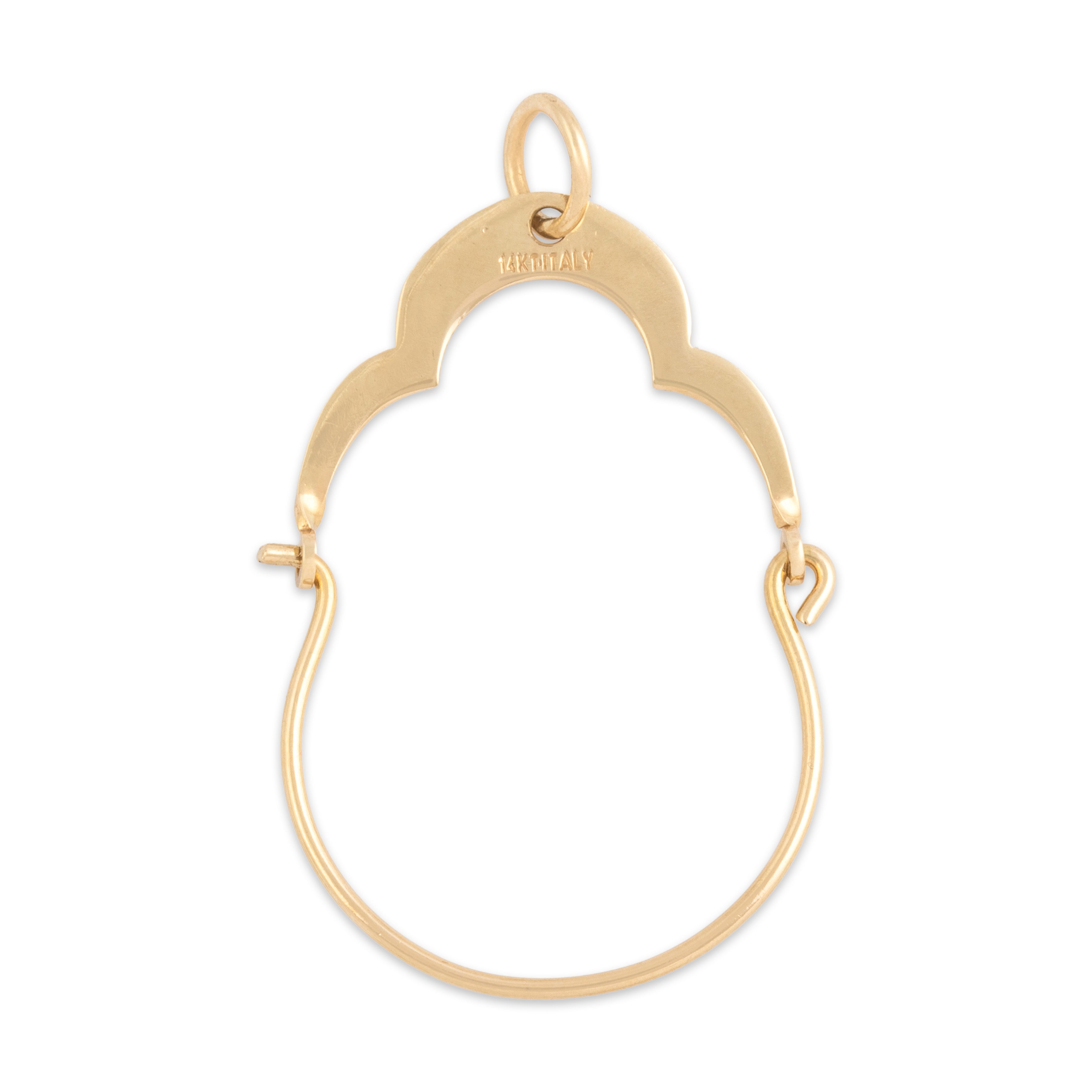 Vintage Italian 14k Yellow Gold Sleek Charm Holder Charm / Pendant - Back view