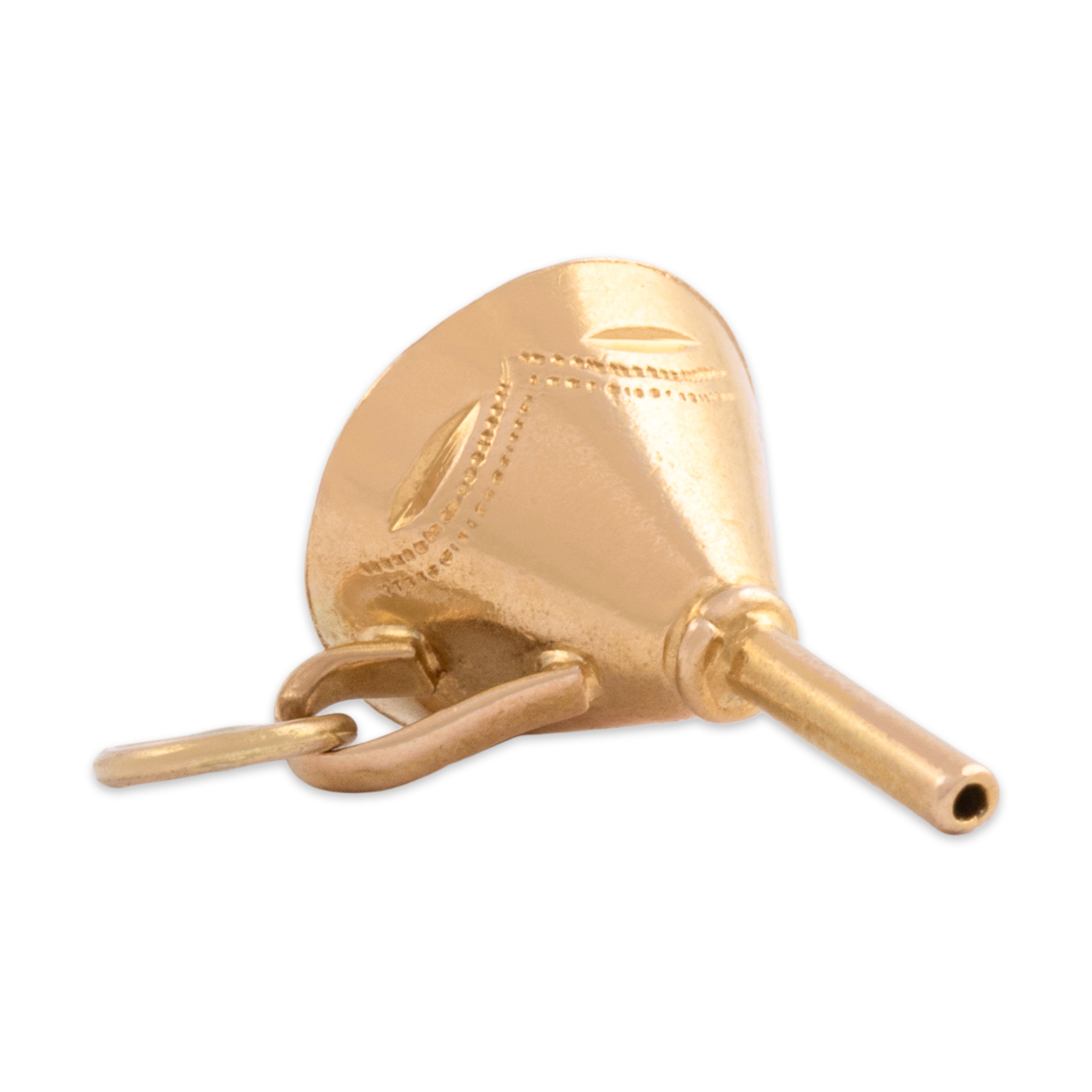 Vintage 18k Yellow Gold Etched Perfume Funnel Charm / Pendant - Side view