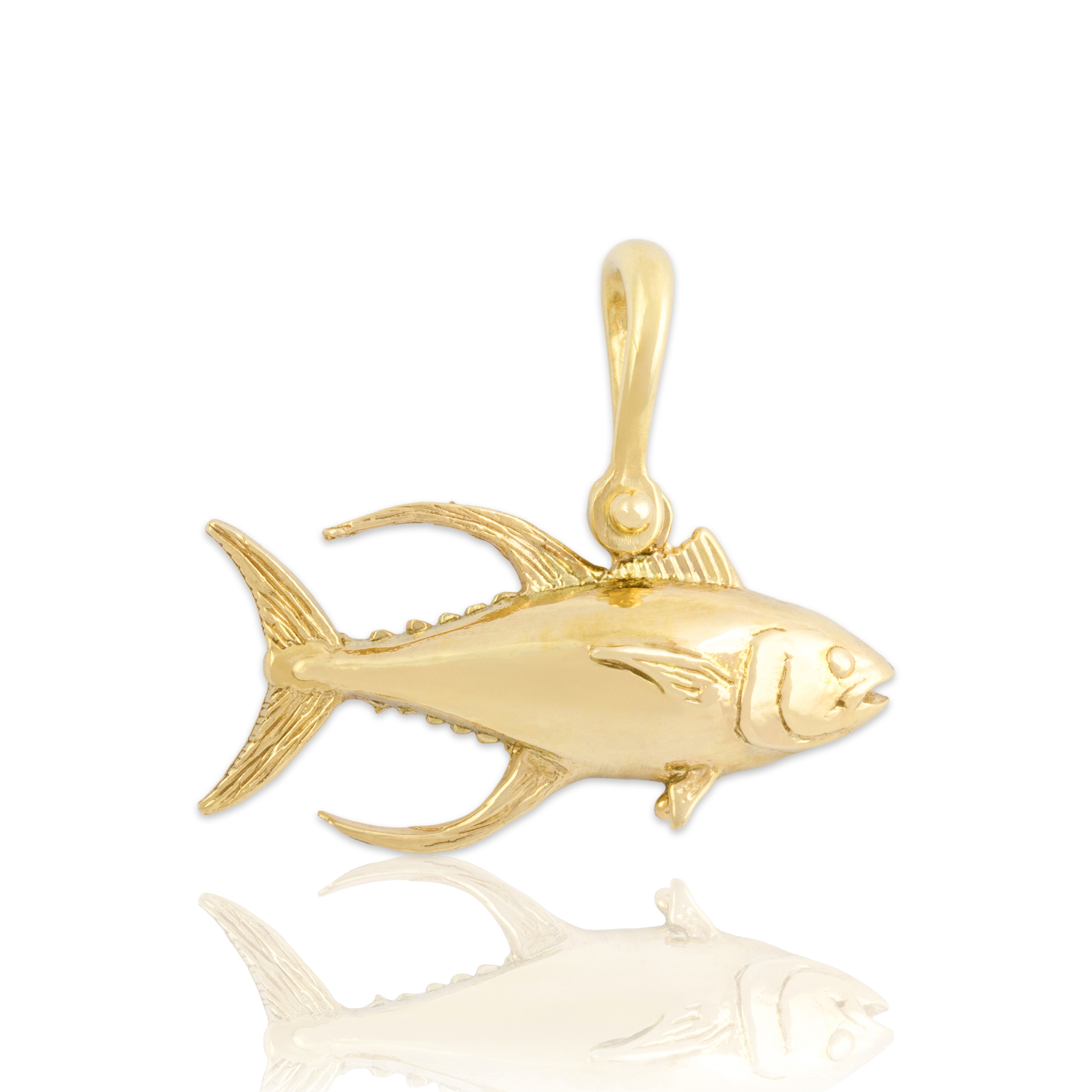 Vintage Substantial 14k Yellow Gold Maritime Yellowfin Tuna Charm / Pendant