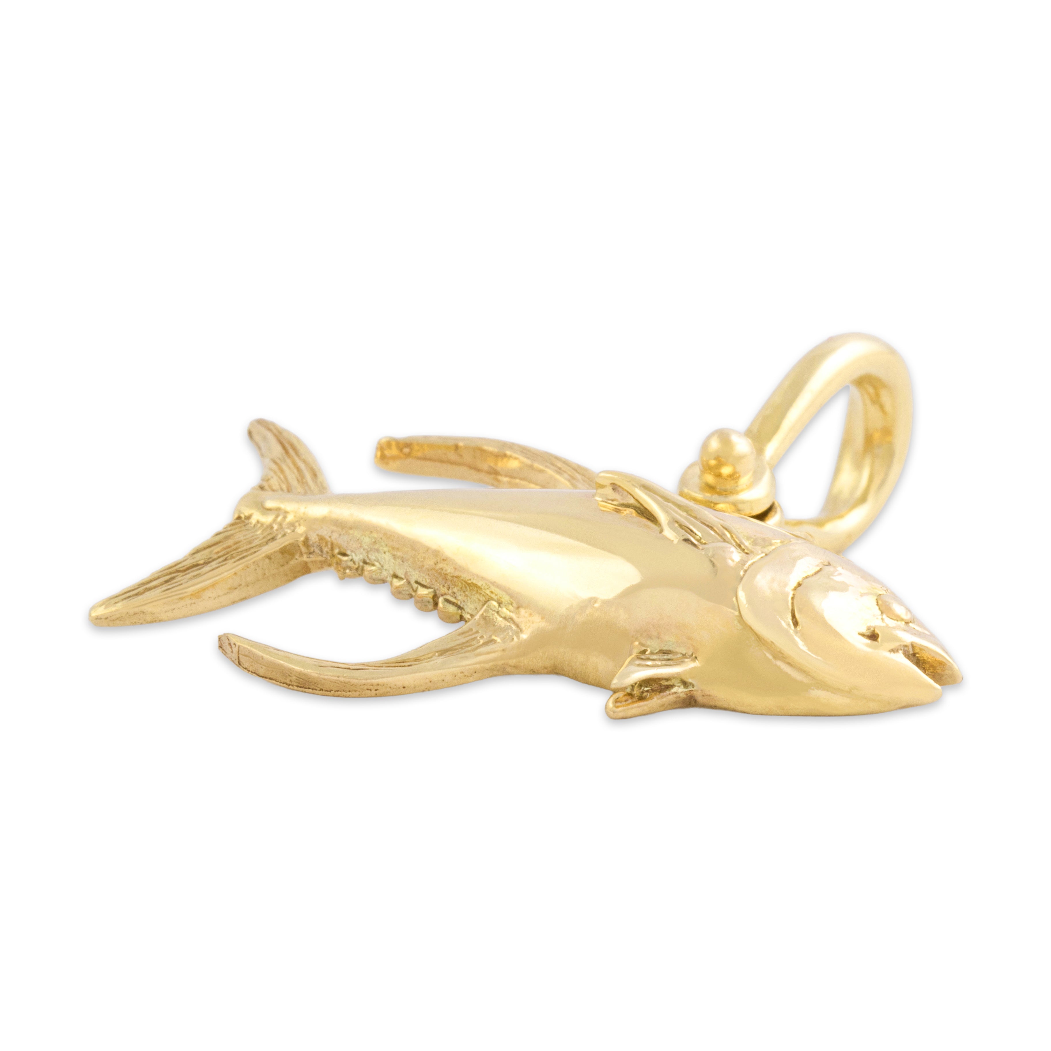 Vintage Substantial 14k Yellow Gold Maritime Yellowfin Tuna Charm / Pendant