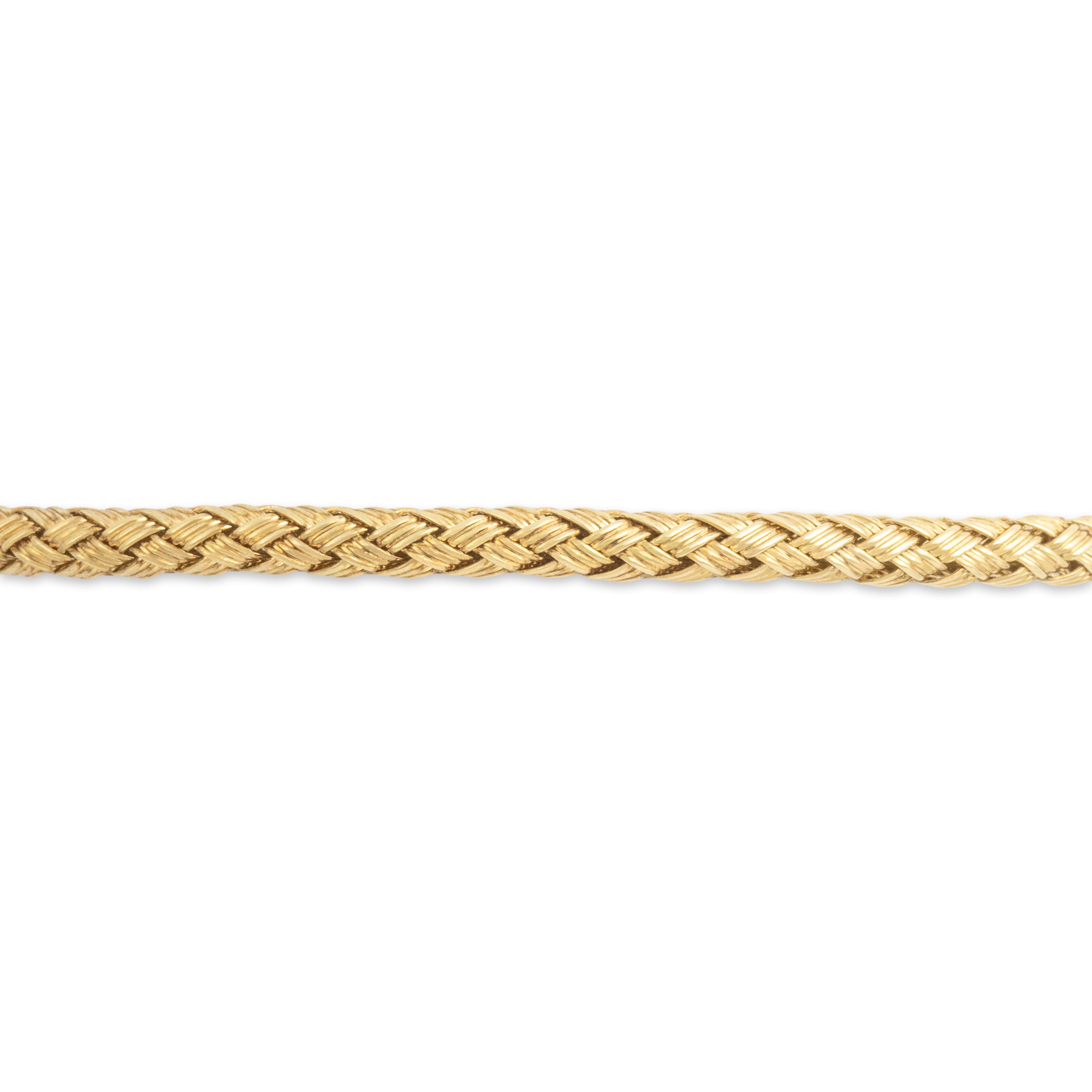 Vintage Italian 14k Yellow Gold Sleek Woven Braid Bracelet - Close-up view