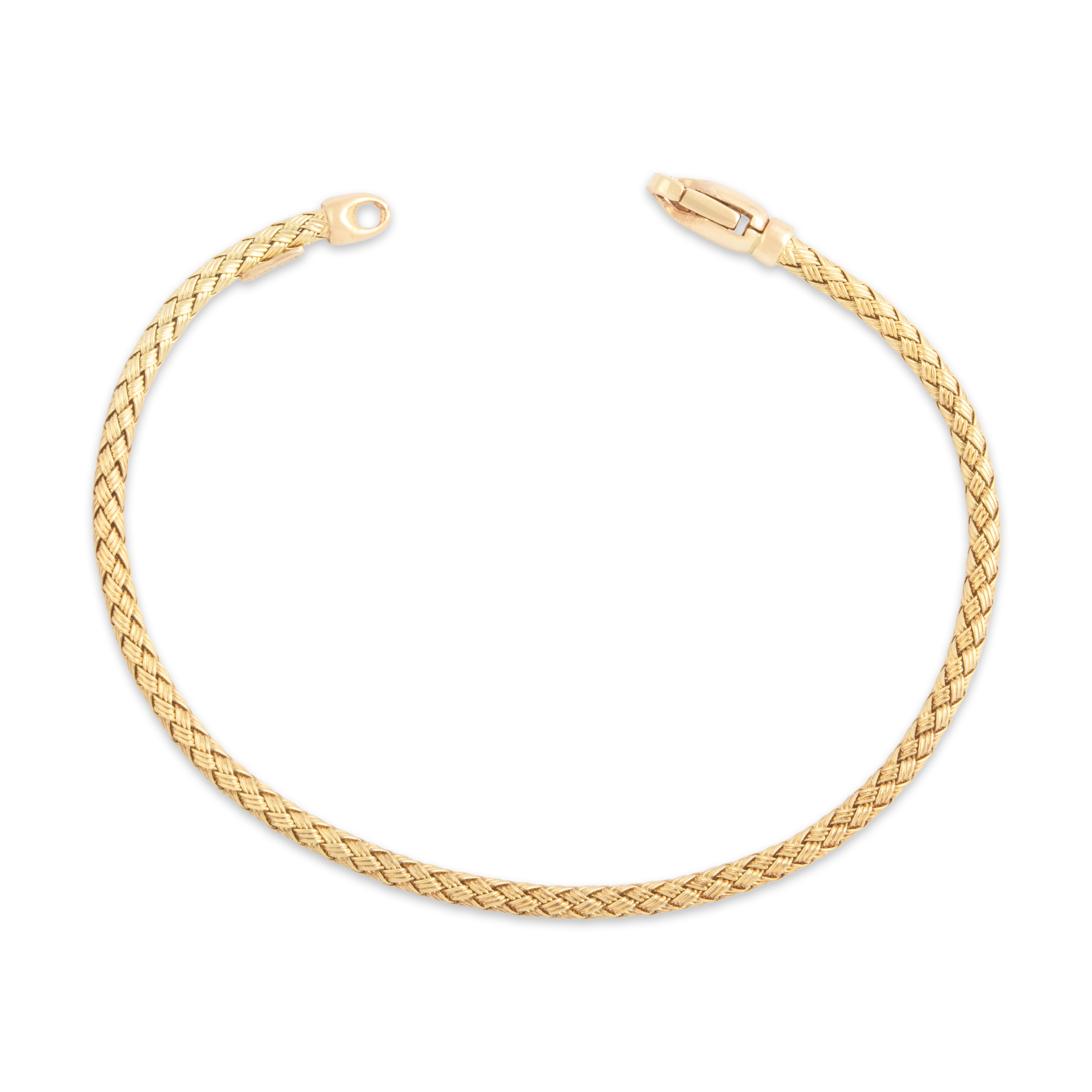 Vintage Italian 14k Yellow Gold Sleek Woven Braid Bracelet - Overall view