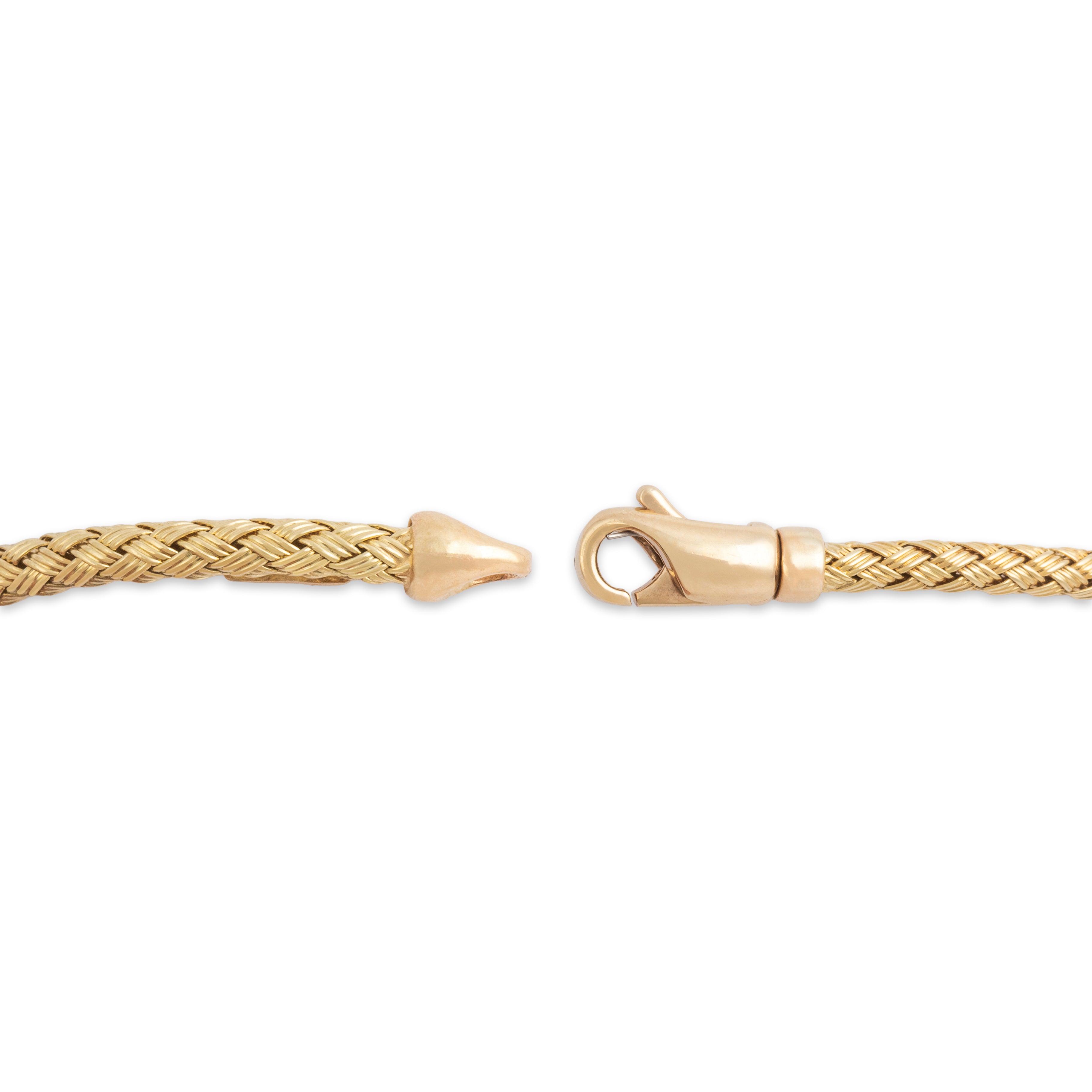 Vintage Italian 14k Yellow Gold Sleek Woven Braid Bracelet - clasp view