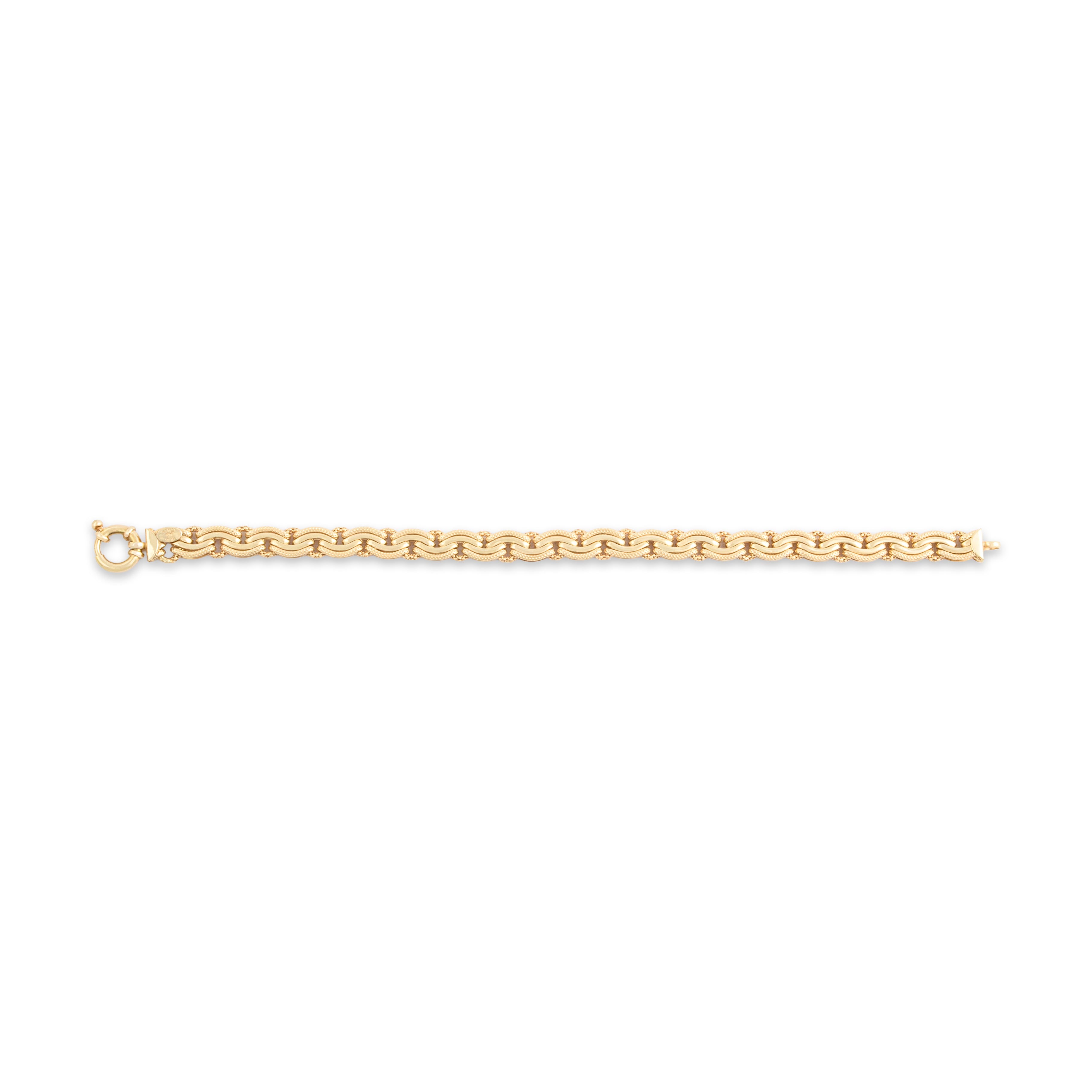 Vintage Italian Lightweight 14k Yellow Gold Intricate Textured C Link Bracelet - Back view