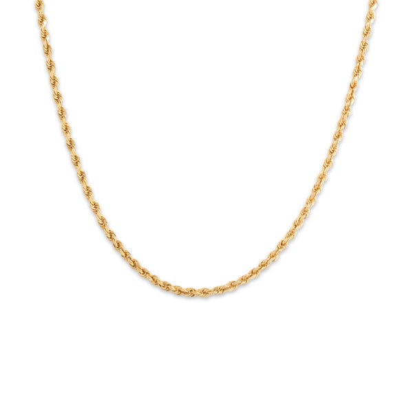 Vintage 14k Yellow Gold 2.2mm Sparkling Rope Chain - Close-up view