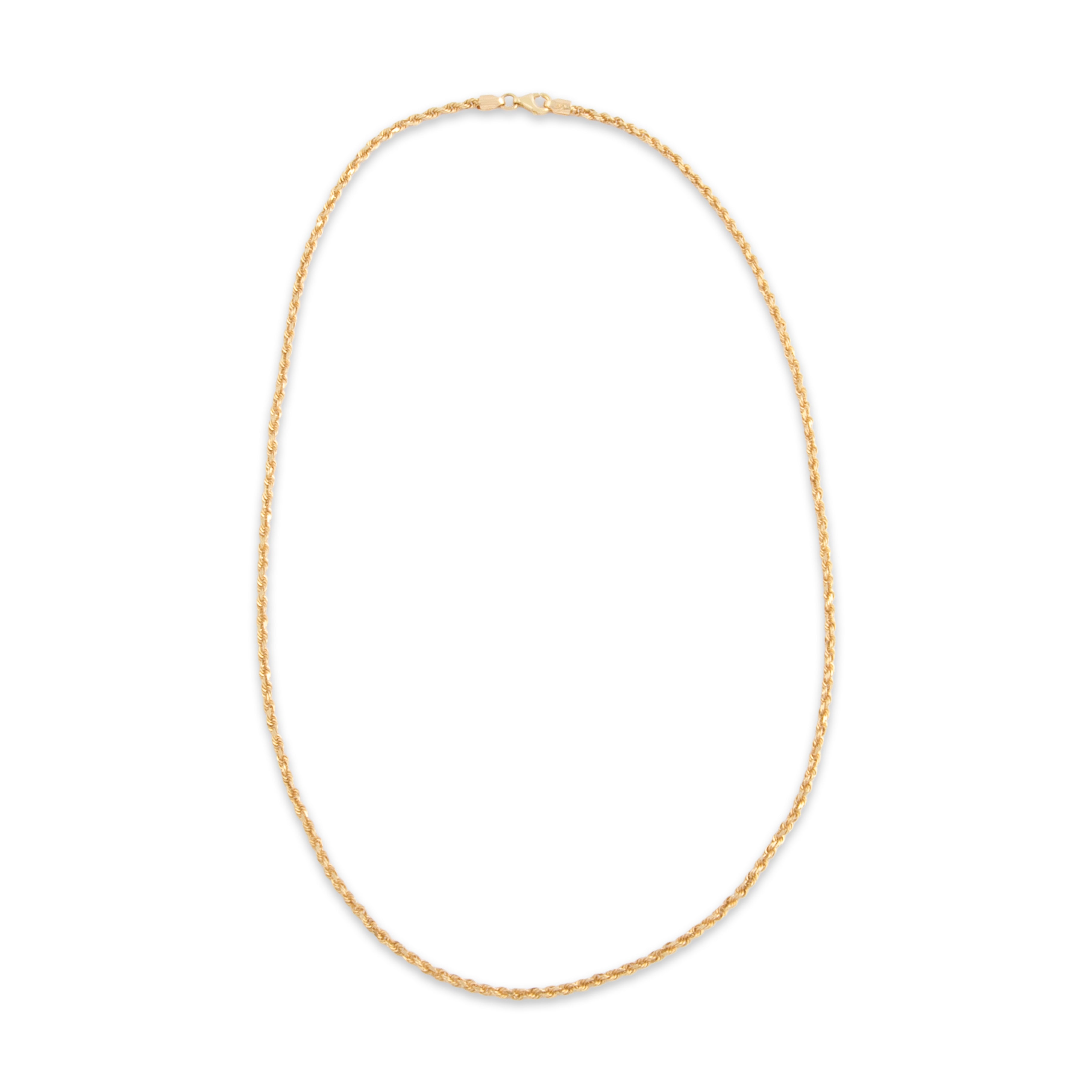 Vintage 14k Yellow Gold 2.2mm Sparkling Rope Chain - Overall view