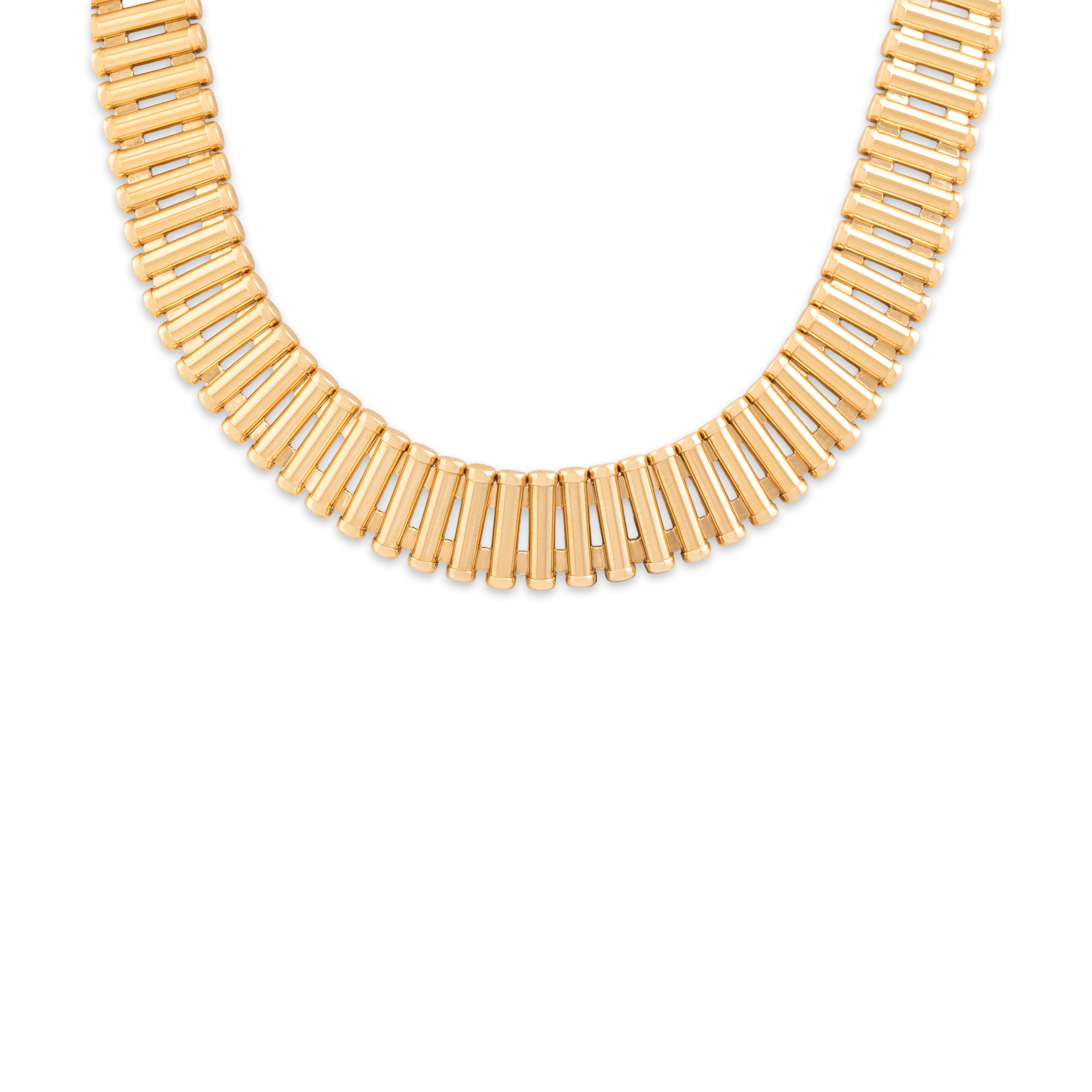 Vintage 14k Yellow Gold Chic Architectural Collar Choker Necklace - detail view #1