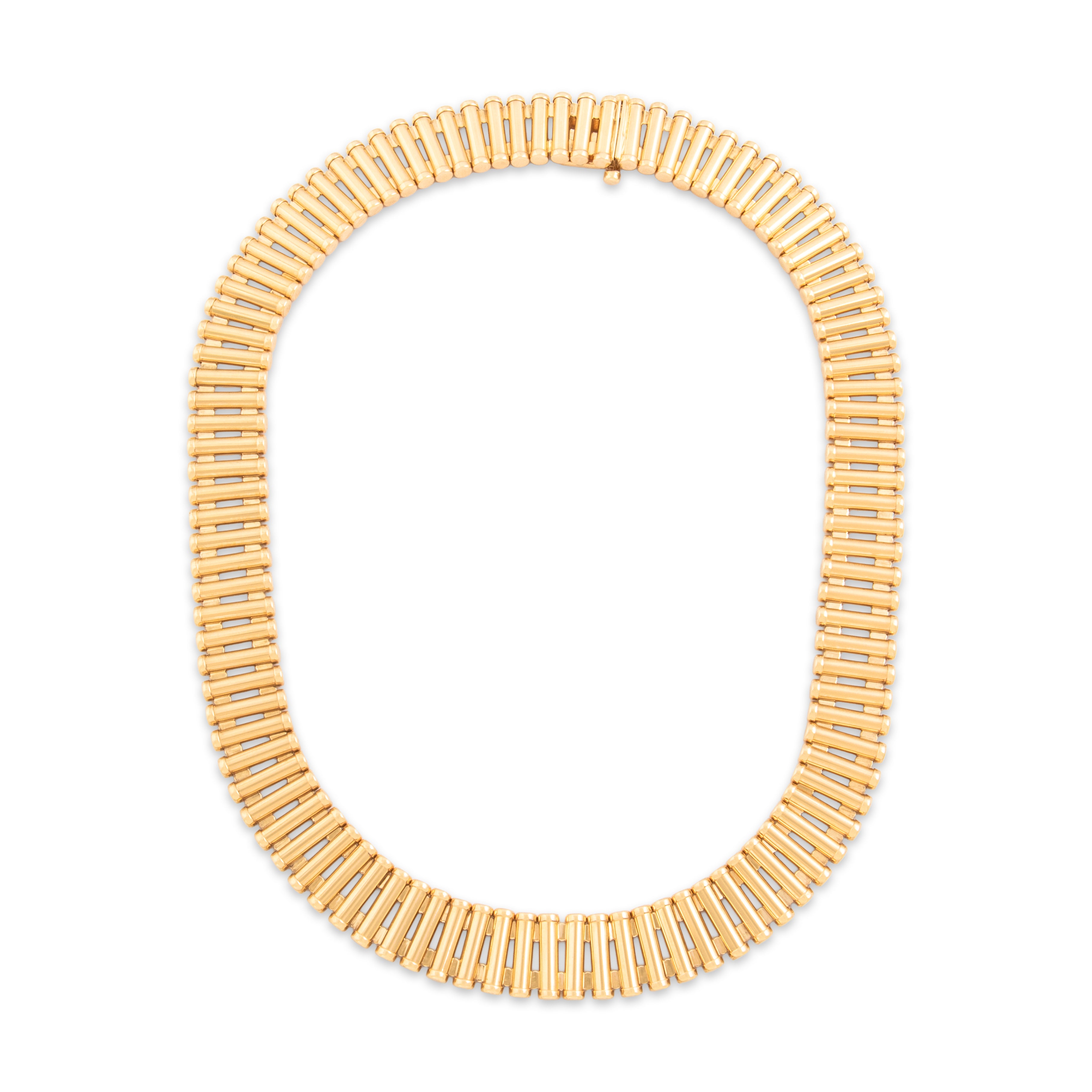 Vintage 14k Yellow Gold Chic Architectural Collar Choker Necklace - Overall view